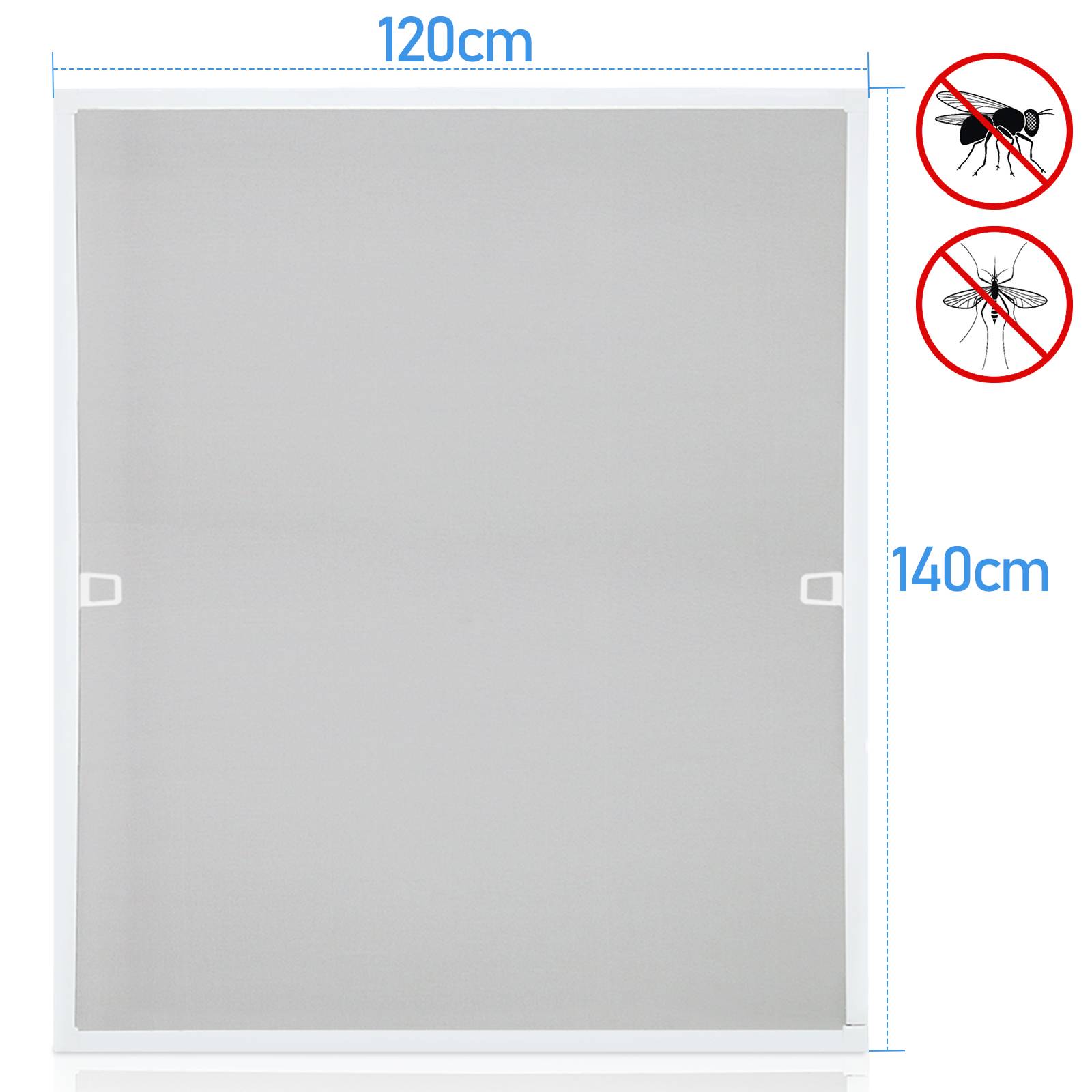 Fliegengitter Insektenschutz Fenster 120 x 140 cm Mückenschutz mit Alu-Rahmen Bausatz Mückengitter Fliegenschutz Weiß