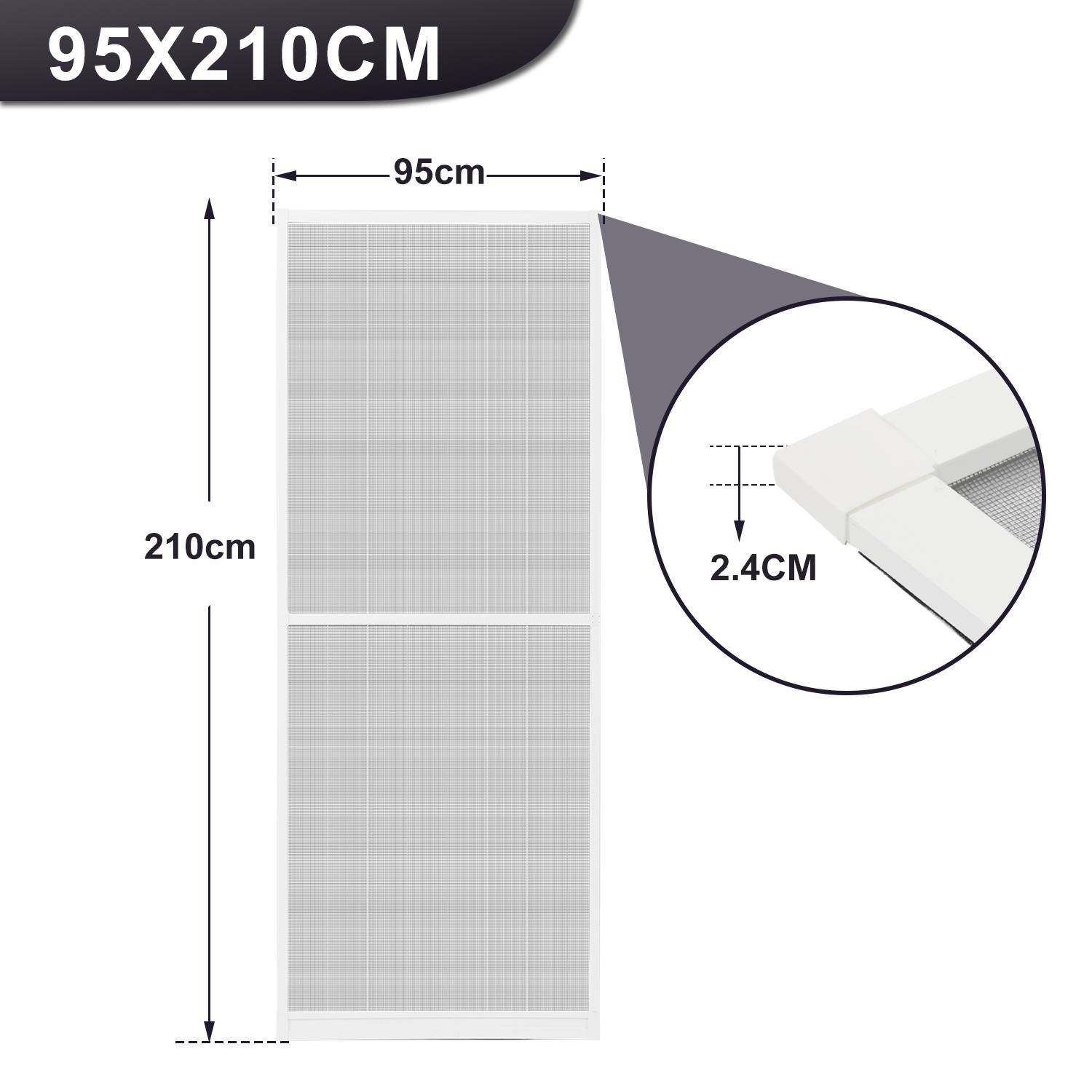 Fliegengitter Insektenschutz Tür 95x210cm Mückenschutz Mückengitter Pendeltüre mit Alu-Rahmen Weiß