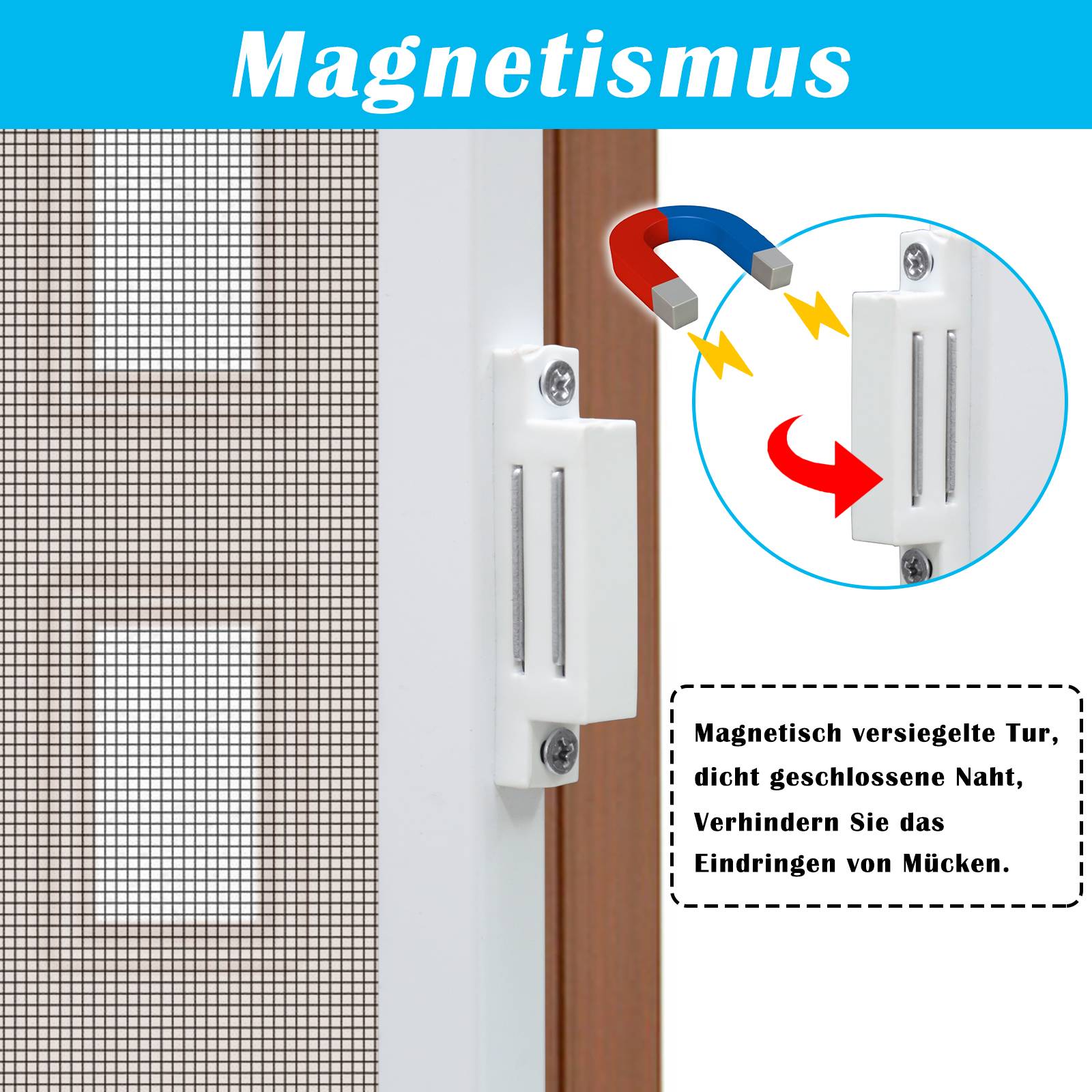 Fliegengitter Insektenschutz Tür Mückenschutz Mückengitter Pendeltüre mit Alu-Rahmen Gaze 120x240cm Weiß