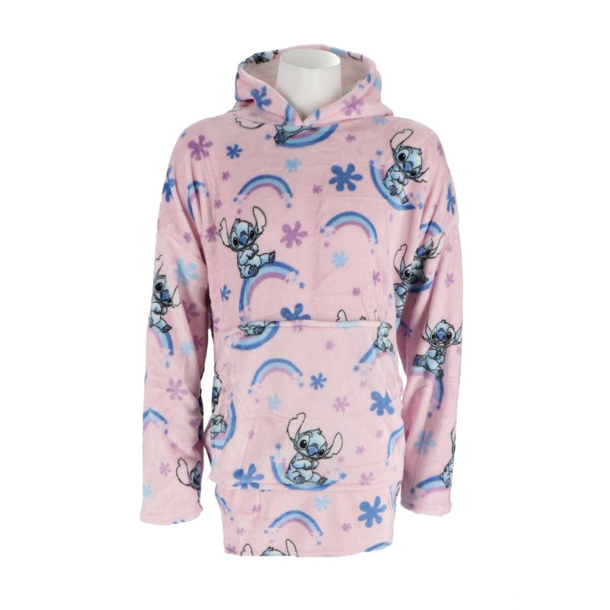 Disney Lilo & Stitch Hoodie-Decke für Erwachsene – Flauschige Kapuzendecke in Onesize Rosa