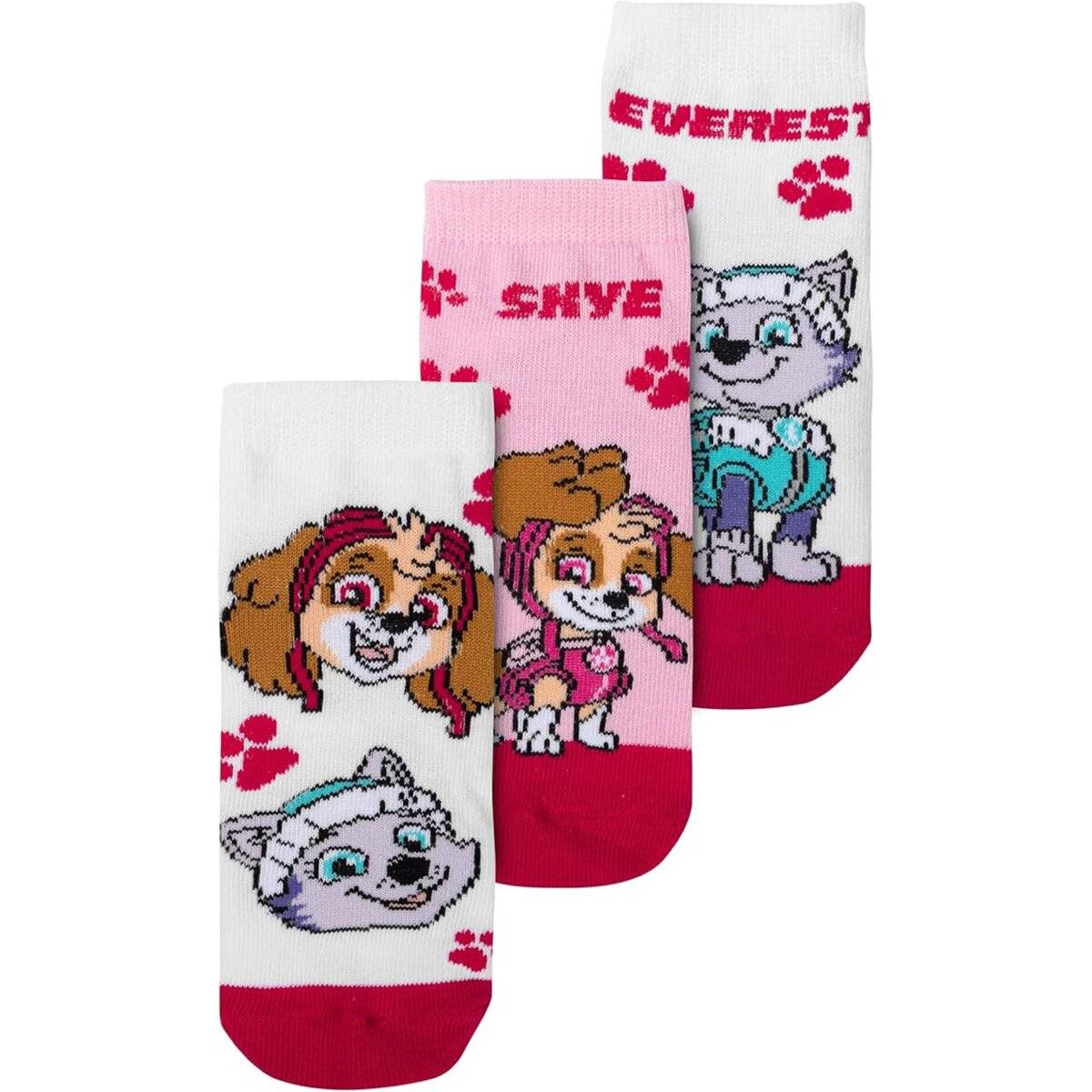 Paw Patrol Socken für Mädchen Kinder Sneaker Kindersocken Söckchen Lila/Rosa (3er Pack) 23/26