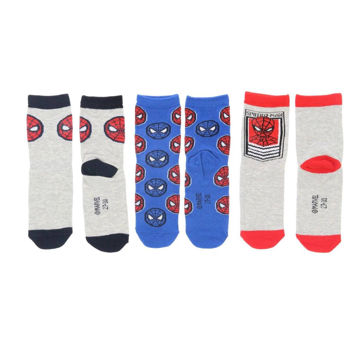 Marvel Spiderman Socken Baumwollmix Atmungsaktiv Söckchen 3er-Pack 27/30