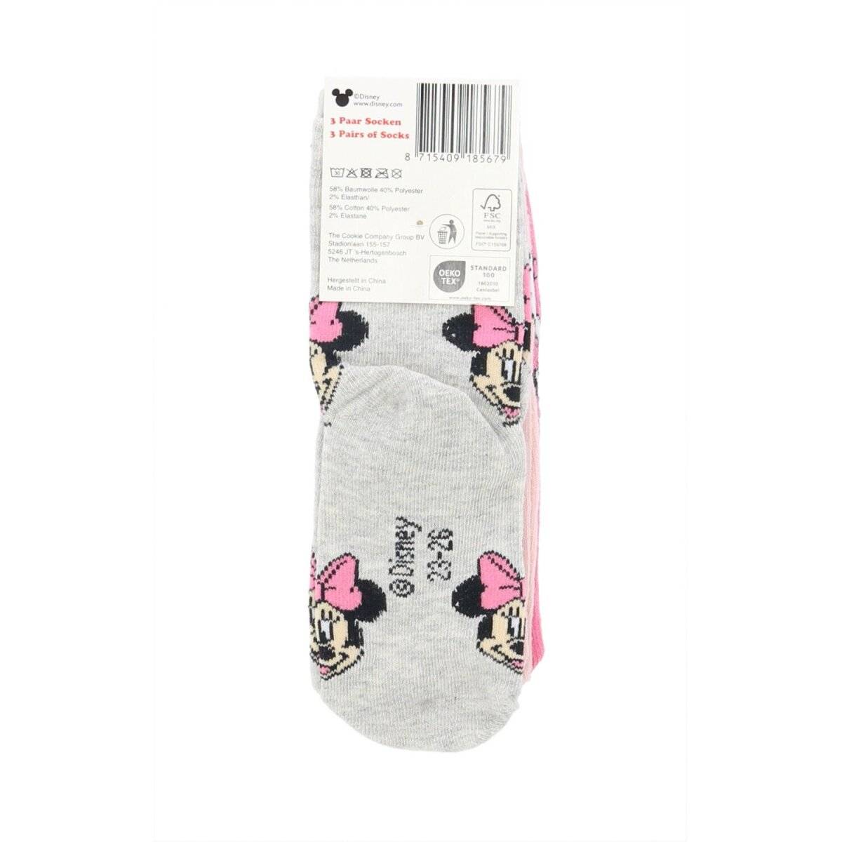 Minnie Mouse 3er Pack Sneaker Socken Bunte Strümpfe für Mädchen 23/26