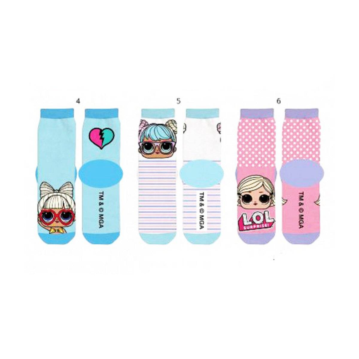 LOL Surprise Kinder Socken 3er Pack Sneaker Strümpfe 23/26 Farbe 1