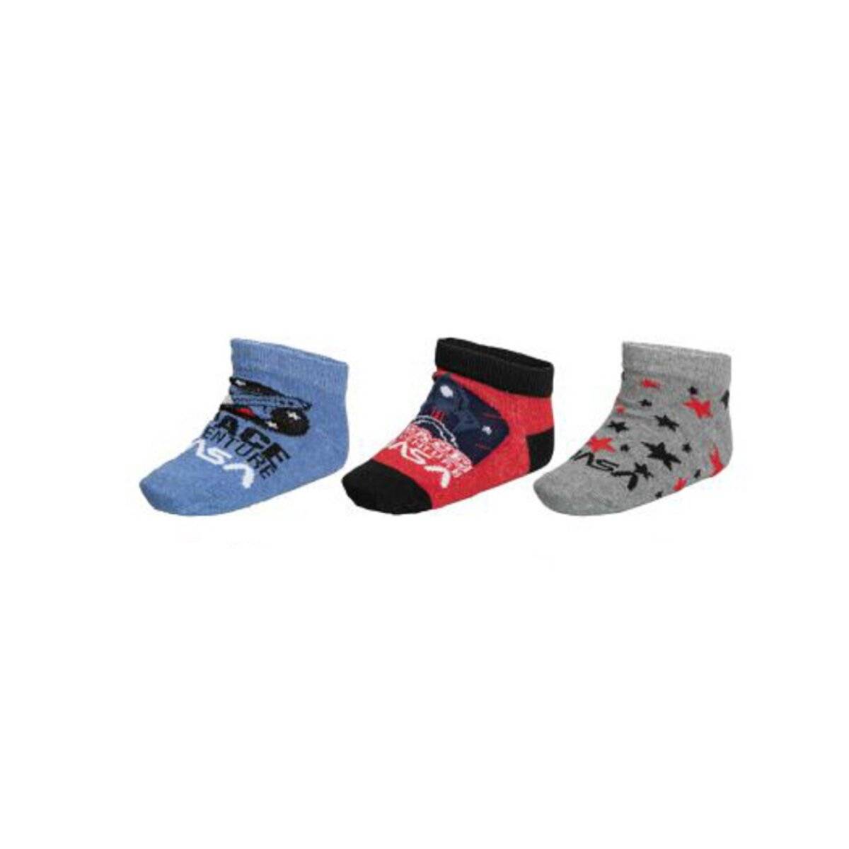 Nasa 3er Pack Kinder Socken – Socken, Strümpfe, Söckchen im Set 23/26 Rot/Blau