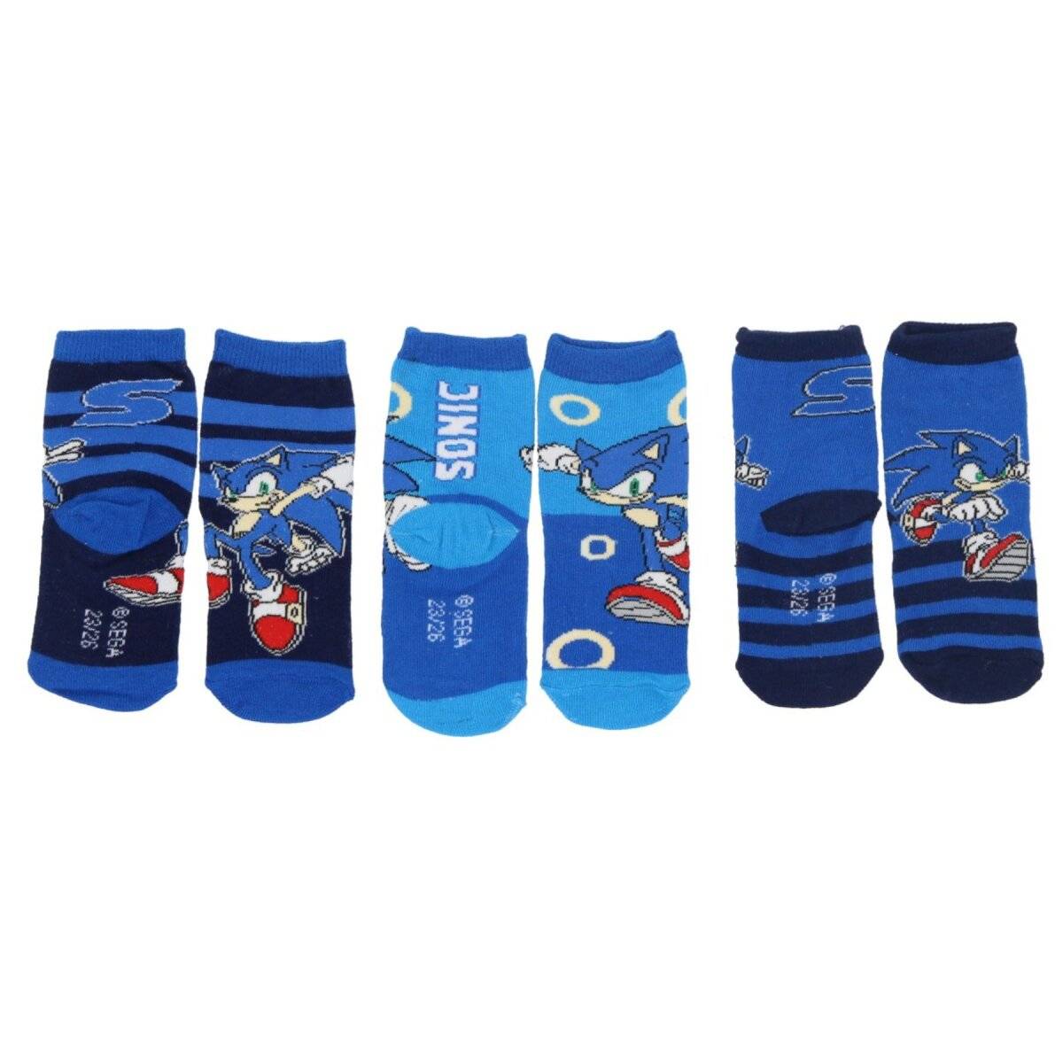 Sonic 3er-Pack Socken Coole Strümpfe & Söckchen für Kinder 23/26