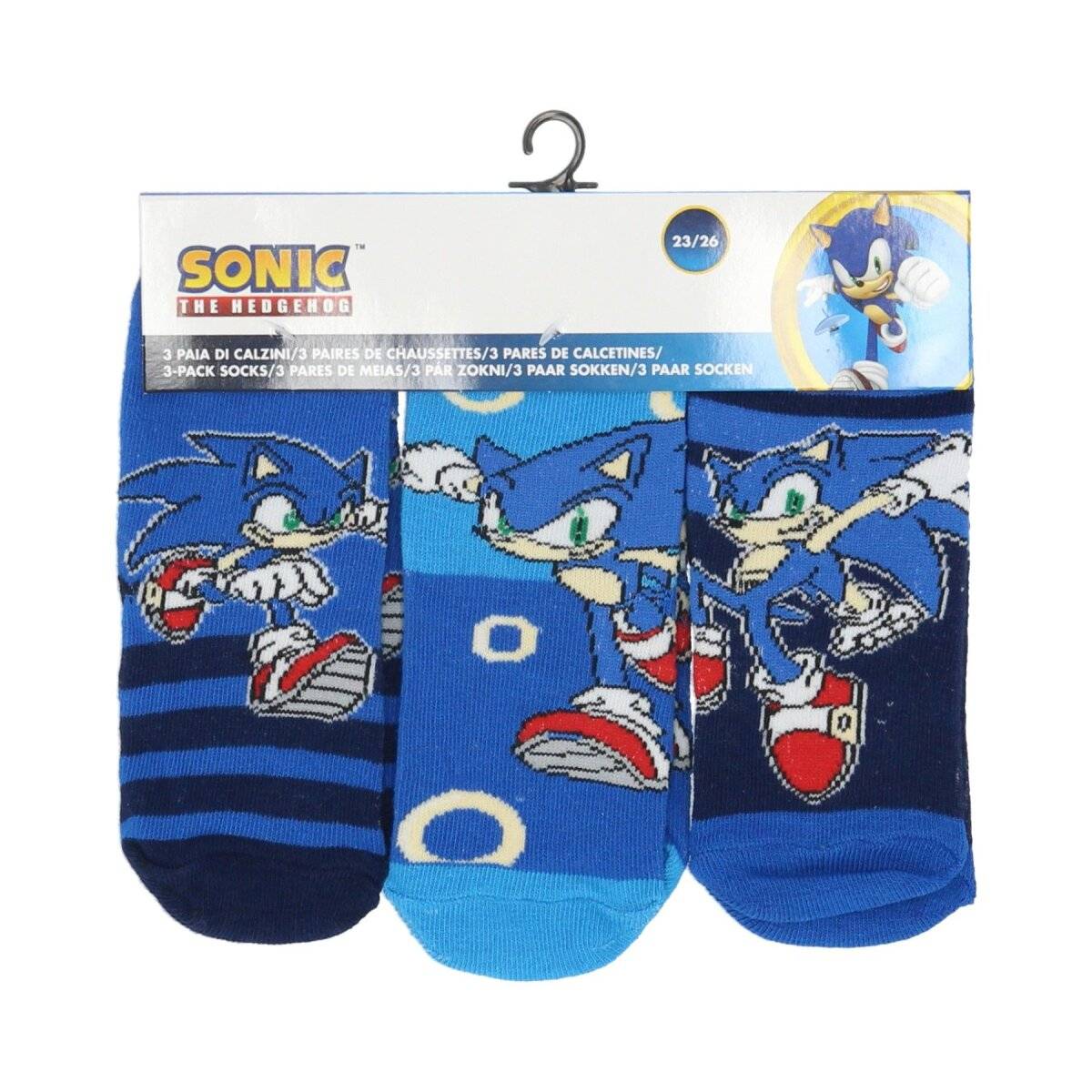 Sonic 3er-Pack Socken Coole Strümpfe & Söckchen für Kinder 23/26