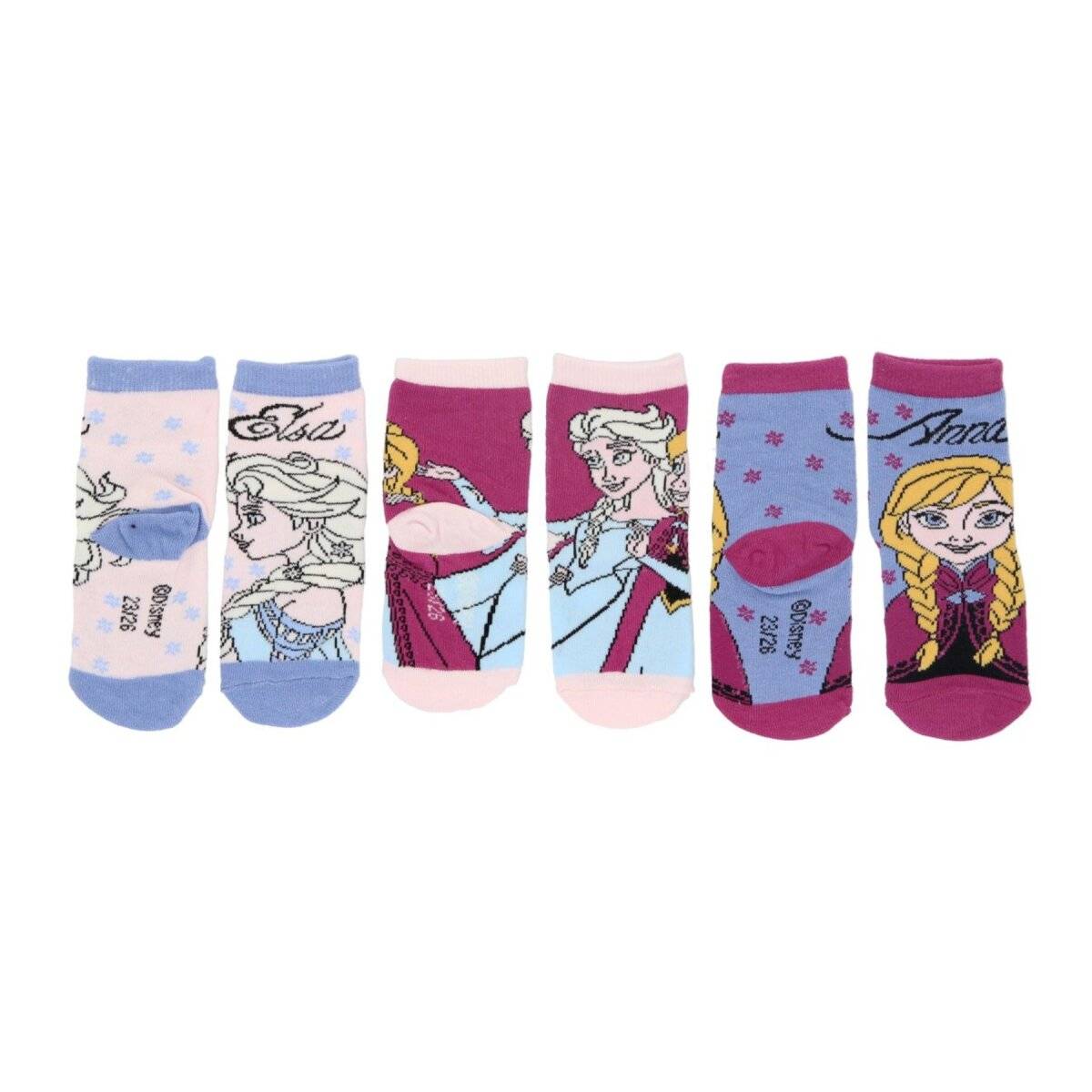 Frozen 3er-Pack Socken – Kinder Strümpfe & Söckchen mit Elsa & Anna 23/26