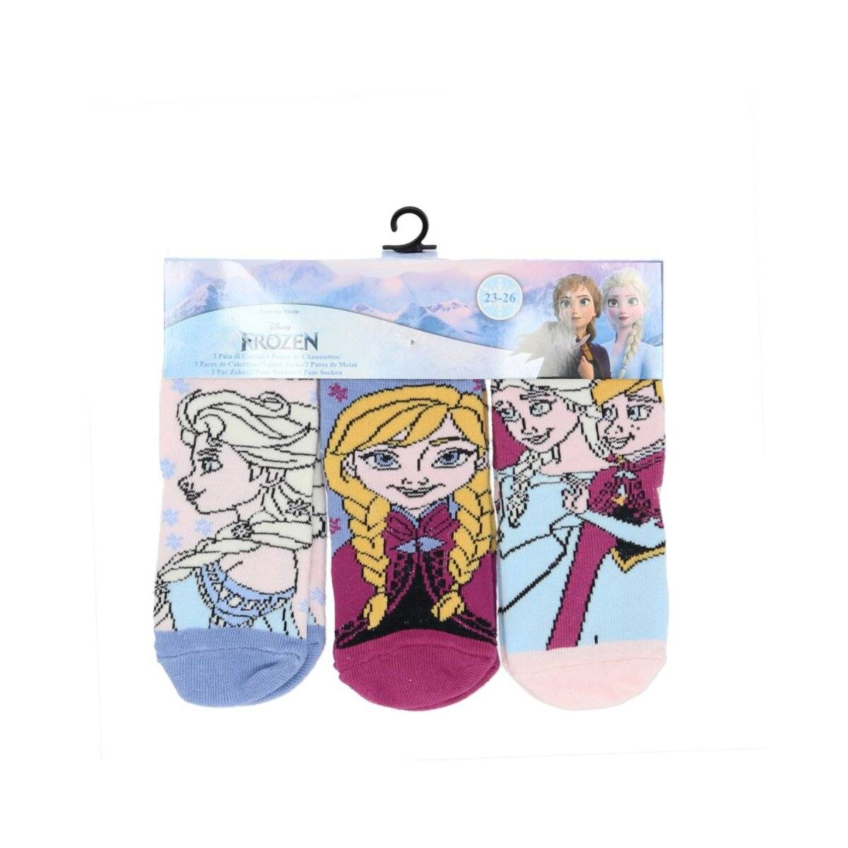 Frozen 3er-Pack Socken – Kinder Strümpfe & Söckchen mit Elsa & Anna 23/26