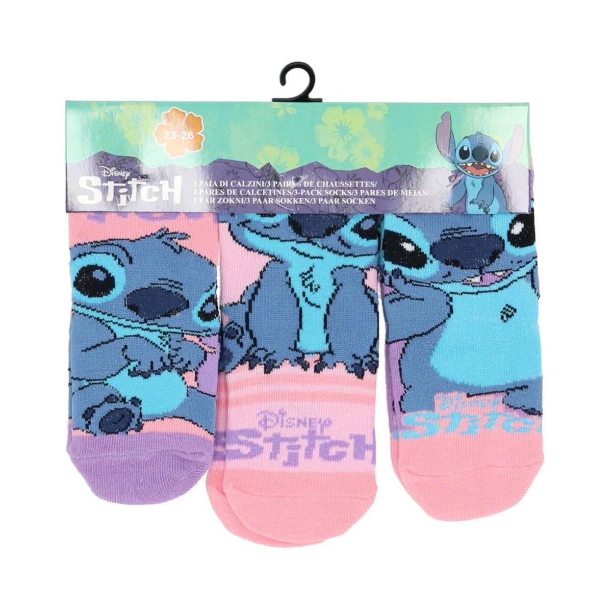 Lilo & Stitch 3er-Pack Socken – Disney Kinder Strümpfe & Söckchen 23/26