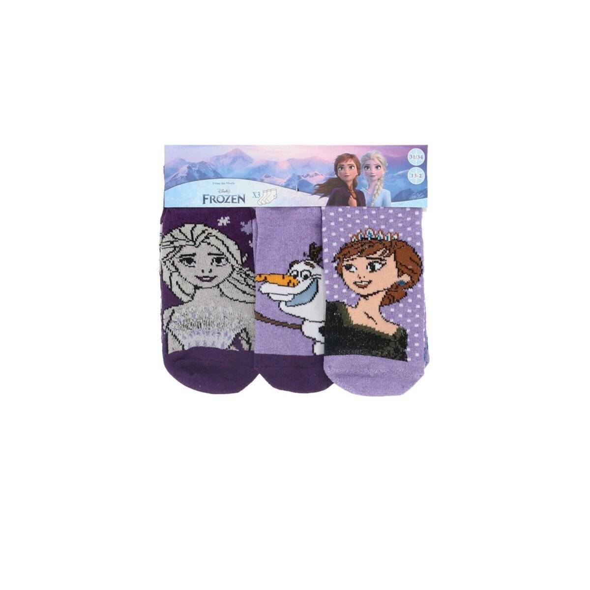 Frozen 3er-Pack Sneaker Socken Mädchen Söckchen mit Elsa & Anna 23/26 Farbe 1