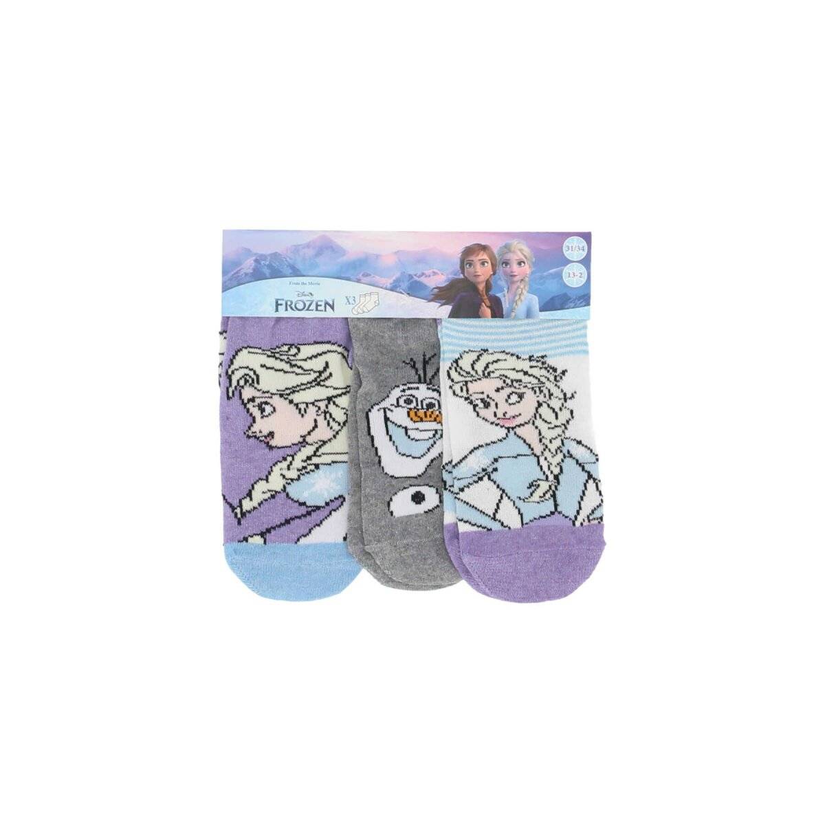 Frozen 3er-Pack Sneaker Socken Mädchen Söckchen mit Elsa & Anna 23/26 Farbe 2