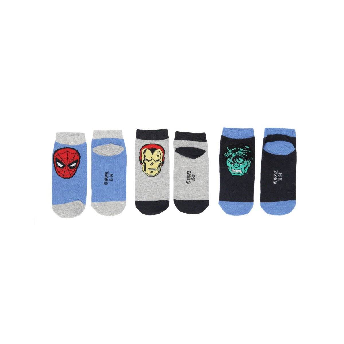Marvel Sneakersocken 3er-Pack  Bequeme und stylische Kindersocken 31/34