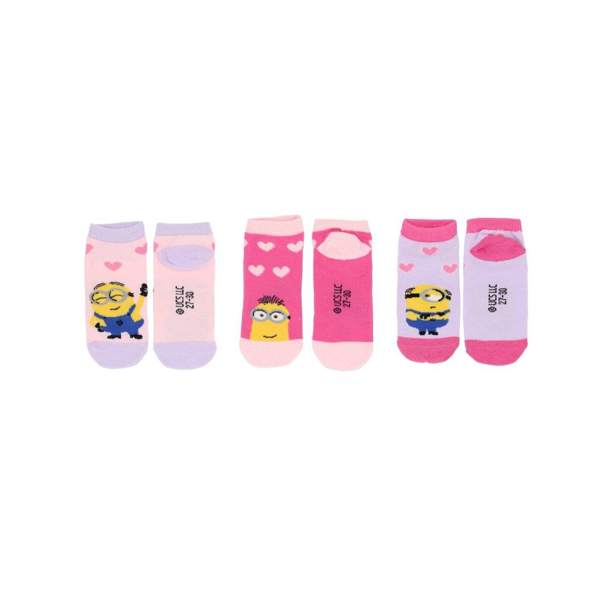 Minions Sneakersocken im 3er-Pack  Komfortable Kindersocken mit lustigem Design 23/26
