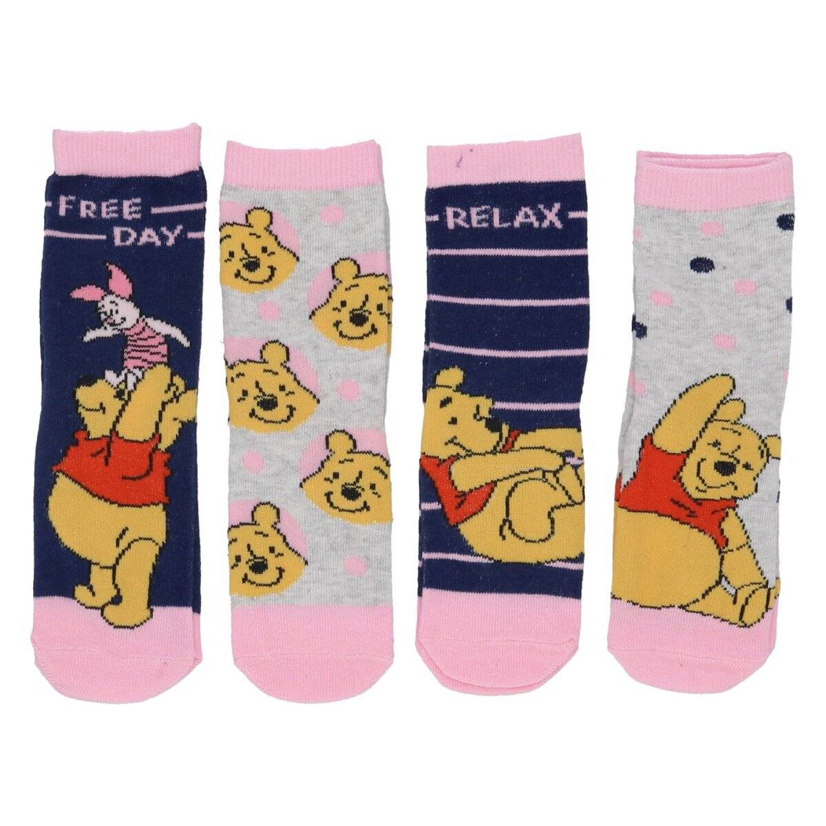 Winnie the Pooh Sneaker Socken – 4 Paar Strumpfset für Mädchen 27/30