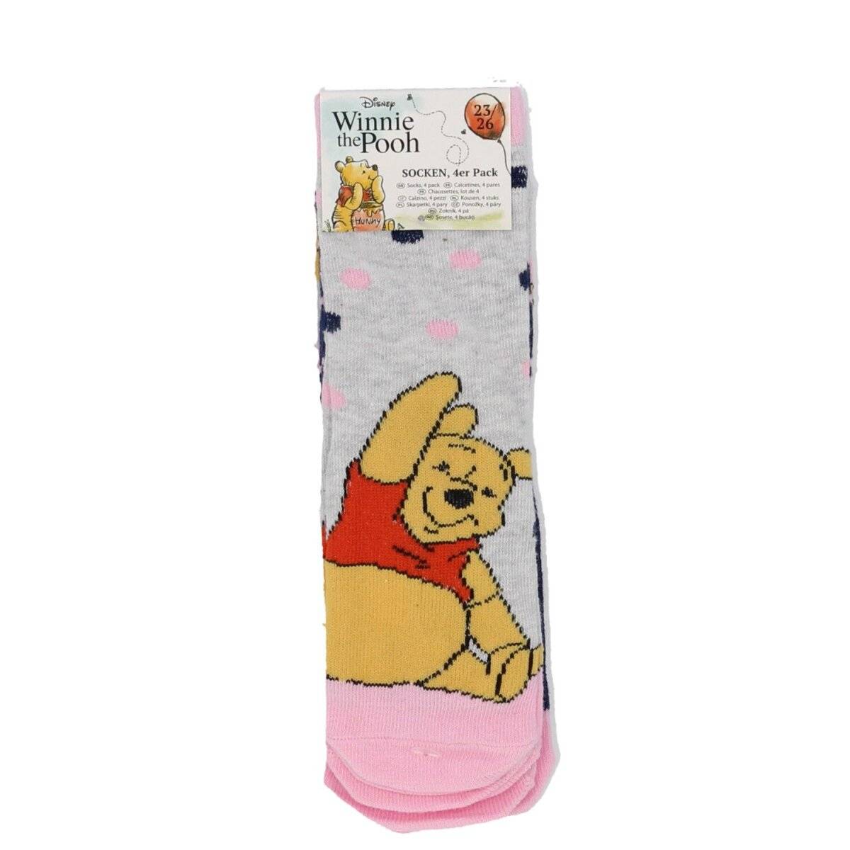 Winnie the Pooh Sneaker Socken – 4 Paar Strumpfset für Mädchen 27/30
