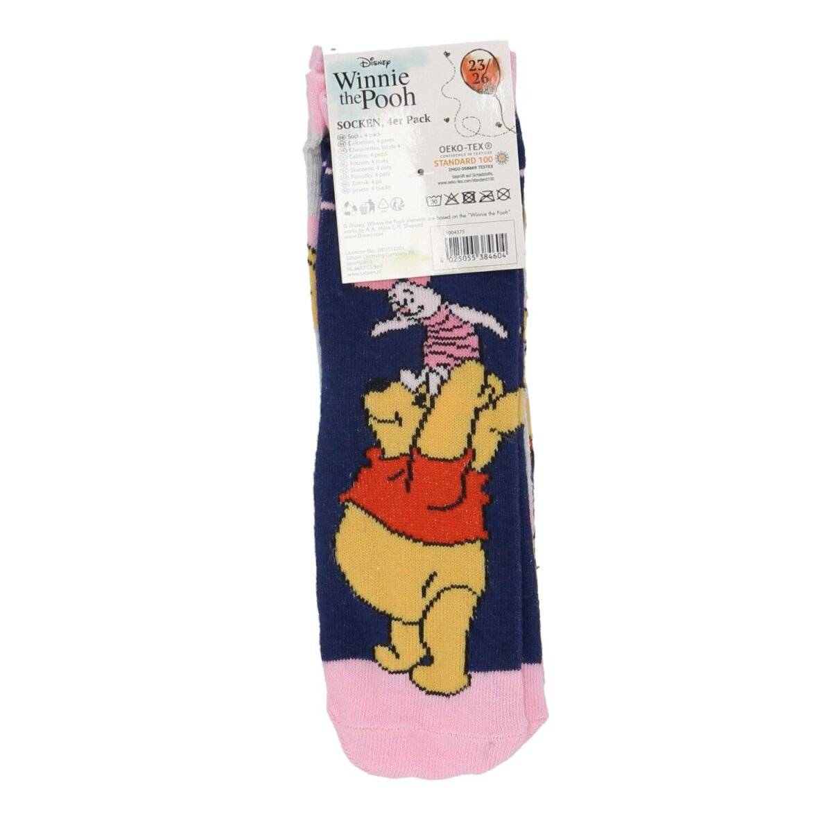 Winnie the Pooh Sneaker Socken – 4 Paar Strumpfset für Mädchen 27/30