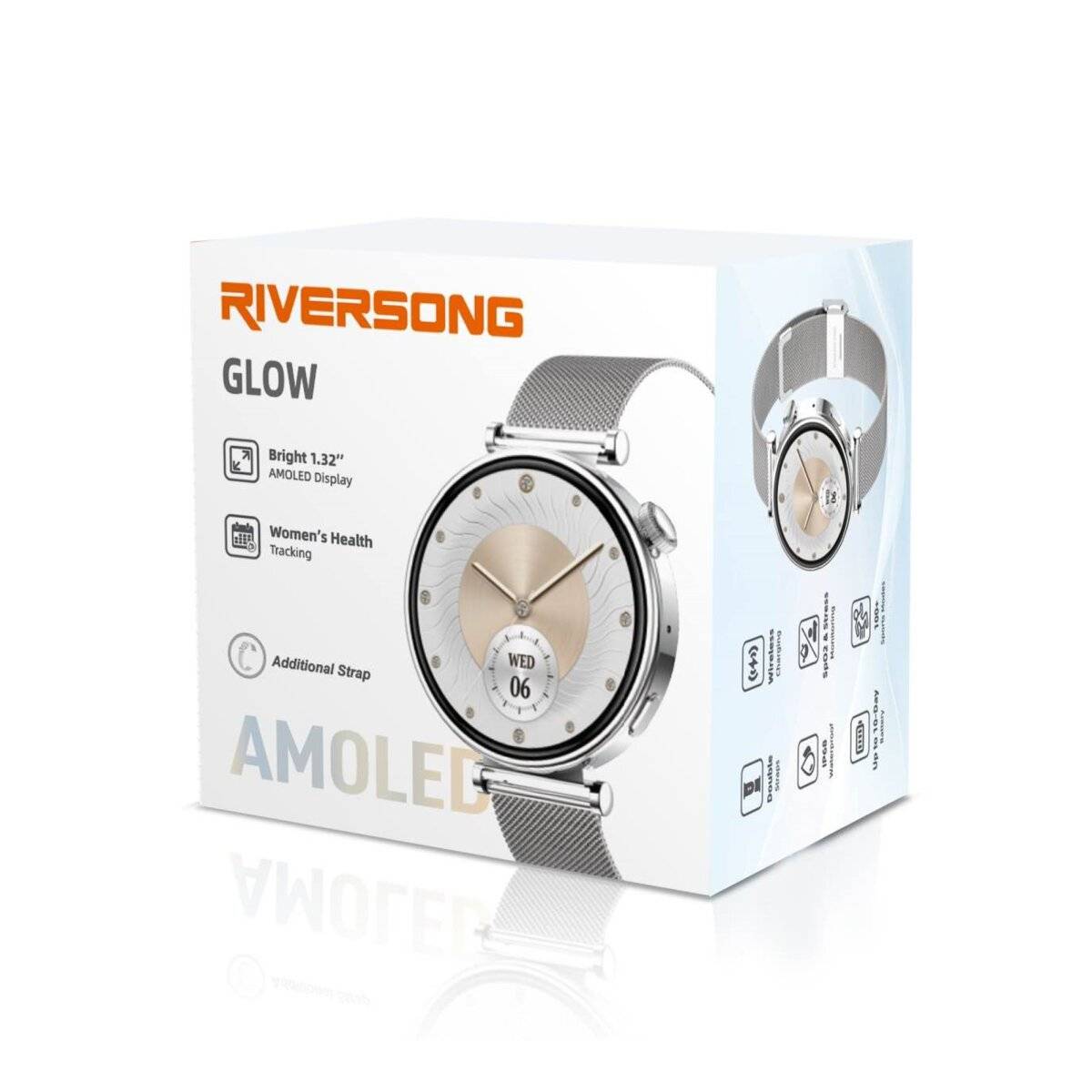 Riversong Smartwatch GLOW rosegold 220mAh, Wasserdicht IP68, 1,32 Zoll, Bluetooth