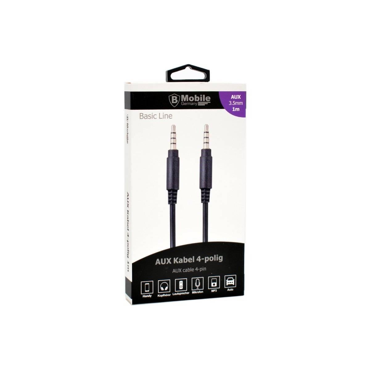 AUX Stereo 3.5mm Audio Kabel 100cm (BASIC LINE) - schwarz