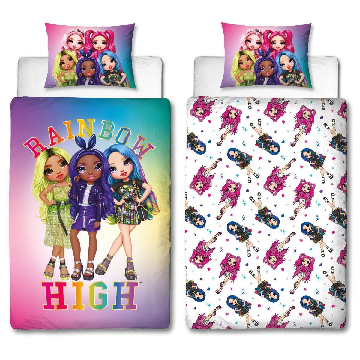 Rainbow High Bettwäsche-Set – 140x200 cm Bettbezug & 60x70 cm Kissenbezug aus 100% Polyester