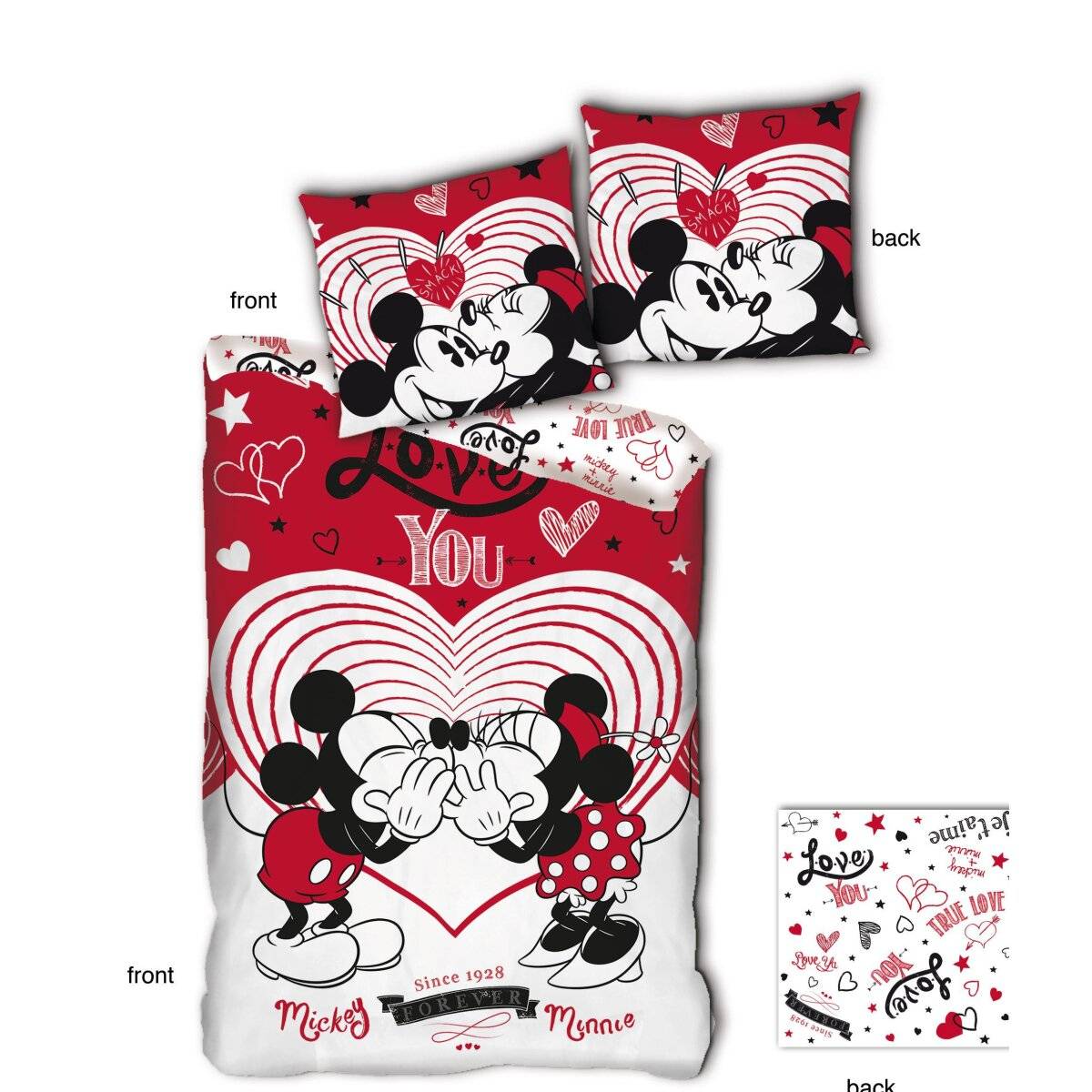 Mickey Maus Bettwäsche Set für Kinder – 140x200 cm Bettbezug & 63x63 cm Kissenbezug