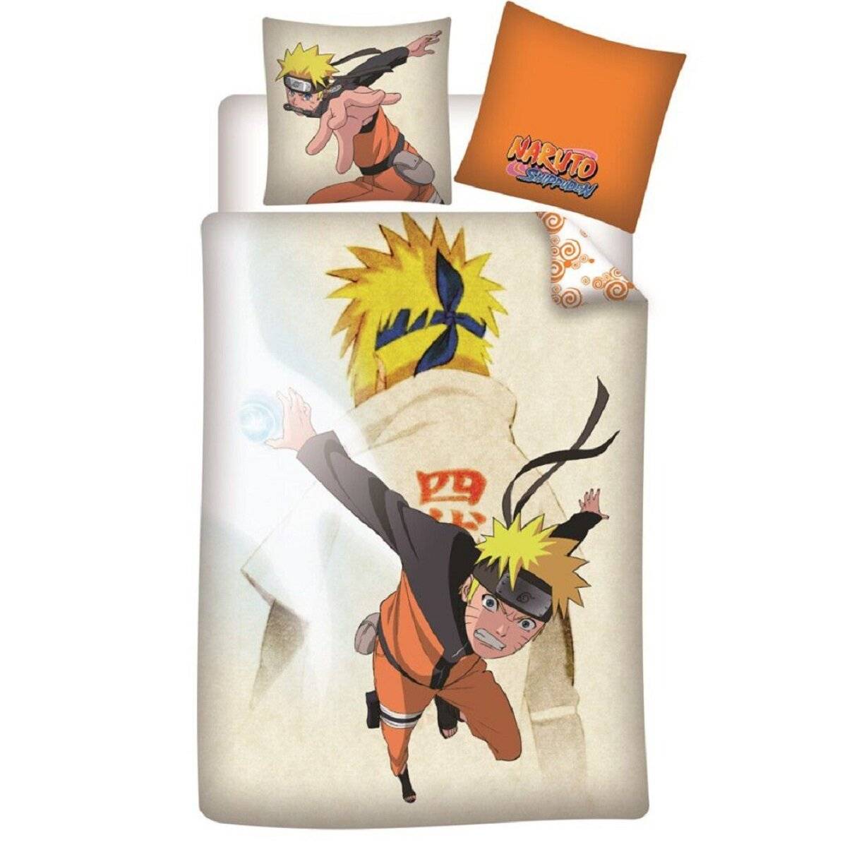 Naruto Kinderbettwäsche aus Baumwolle – 140x200 cm Bettbezug & 65x65 cm Kissenbezug