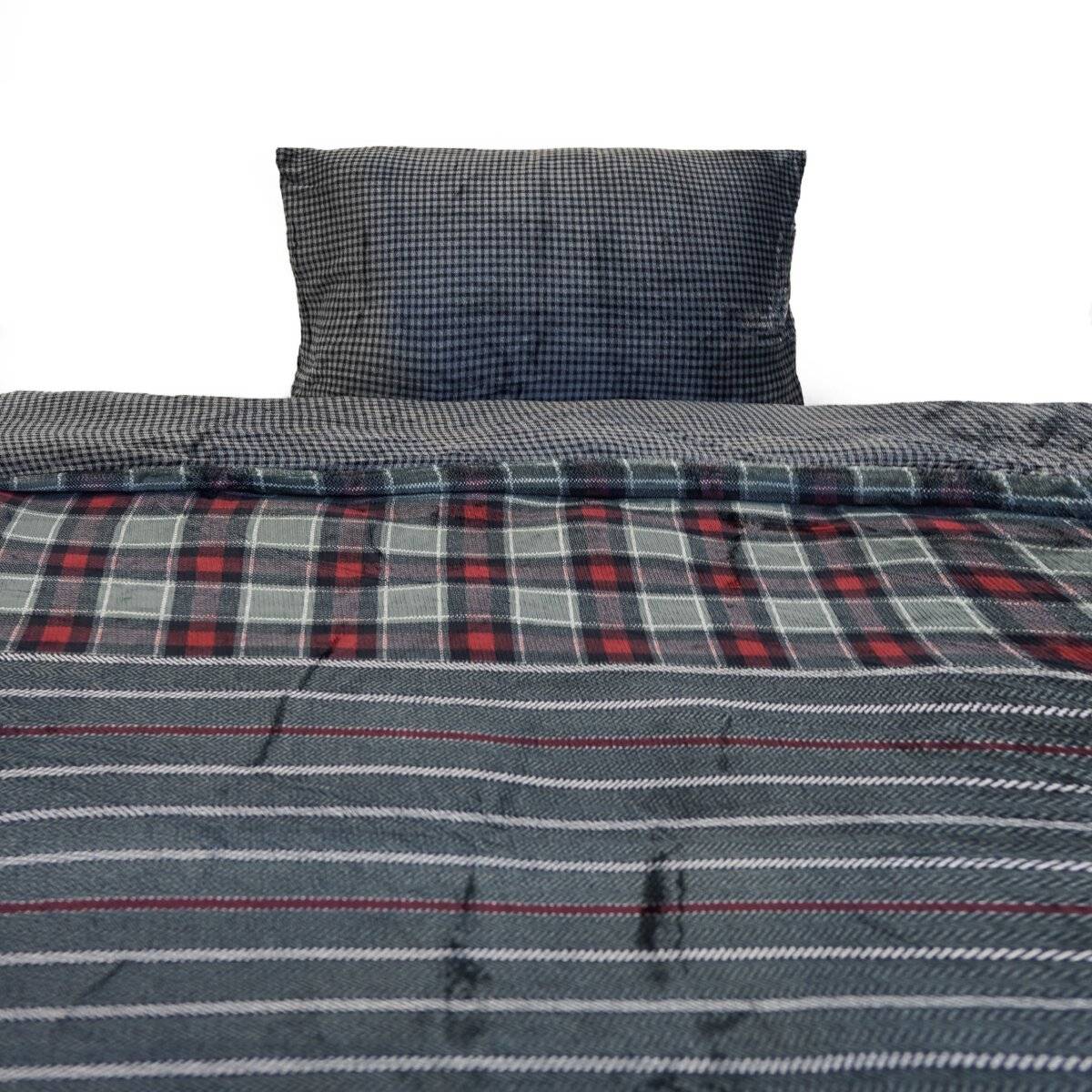 Kuschelige Plüschbettwäsche mit Reißverschluss, warmhaltend & wendbar in Anthrazit/Bordeaux 200x220 cm