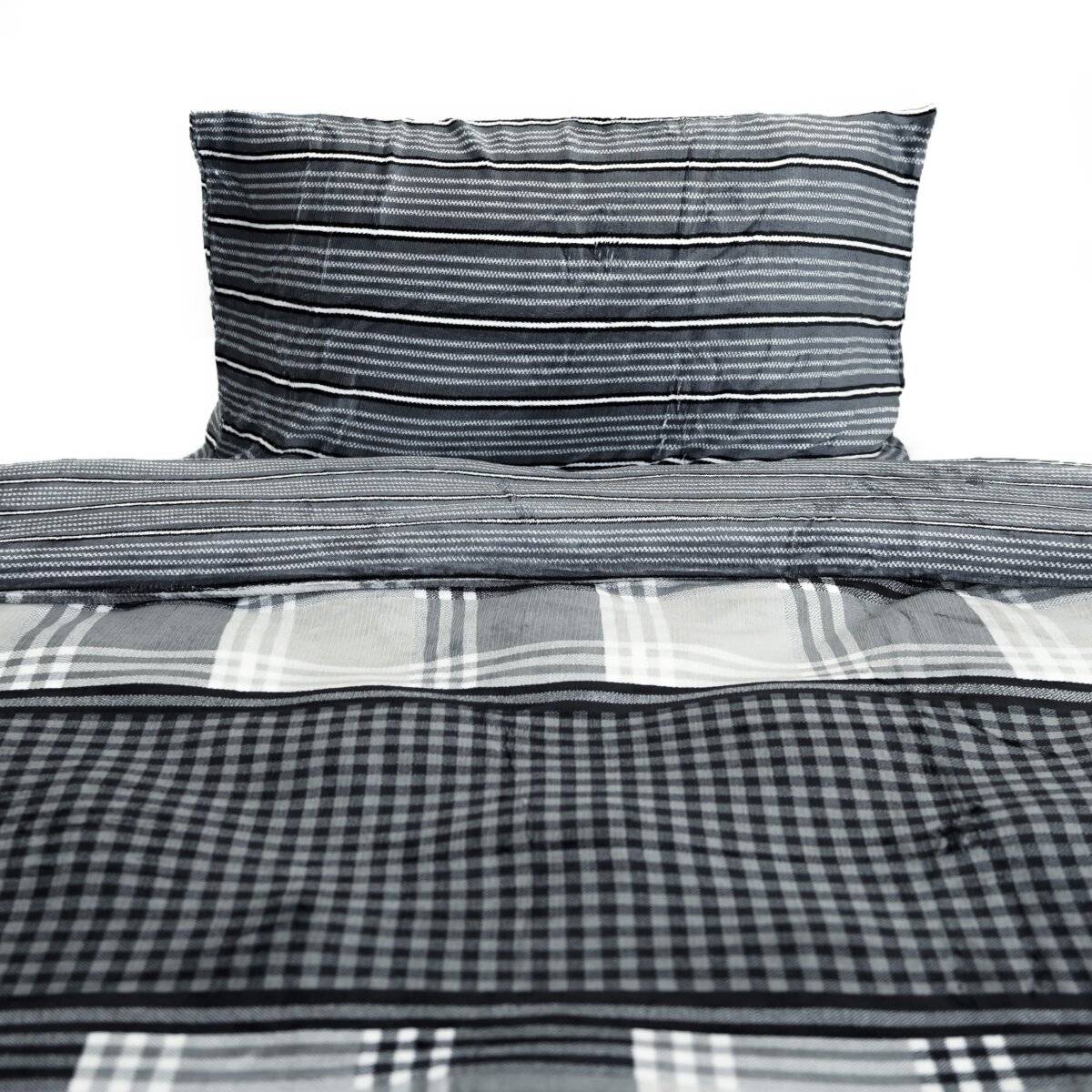 Plüschbettwäsche mit Karomuster – Wendebettwäsche mit verdecktem Reißverschluss 240x220 cm