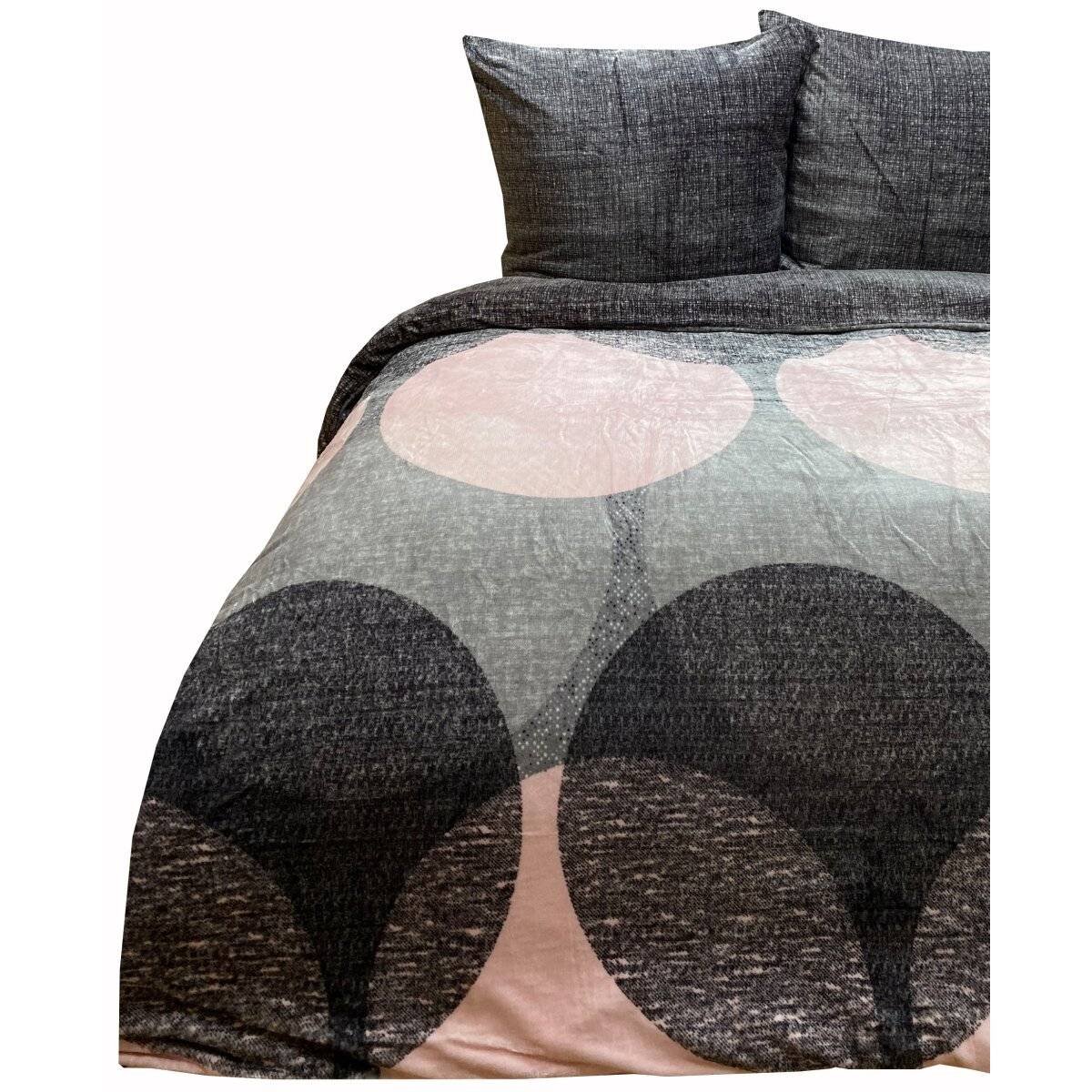 Plüschbettwäsche mit Kreisstruktur, moderne Wendebettwäsche mit Reißverschluss 240x220 cm