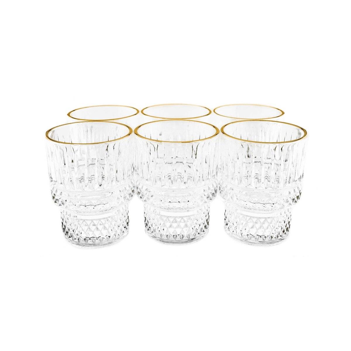 Elegante Gläser 6-teilig mit Goldumrandung & Rifflemuster 175ml transparent