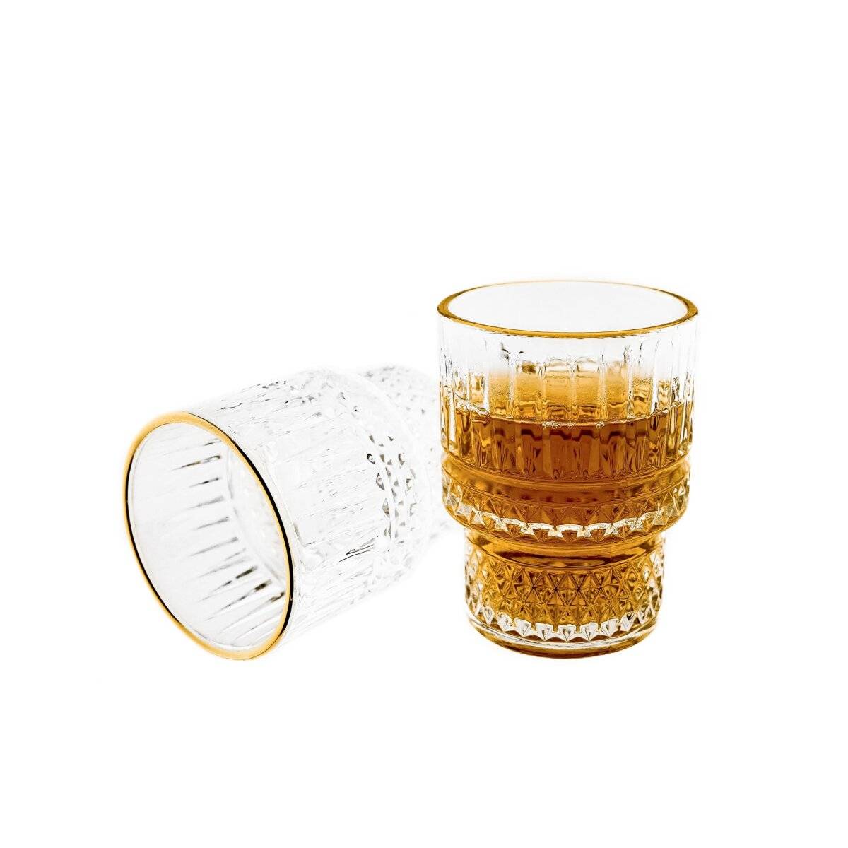 Elegante Gläser 6-teilig mit Goldumrandung & Rifflemuster 175ml transparent