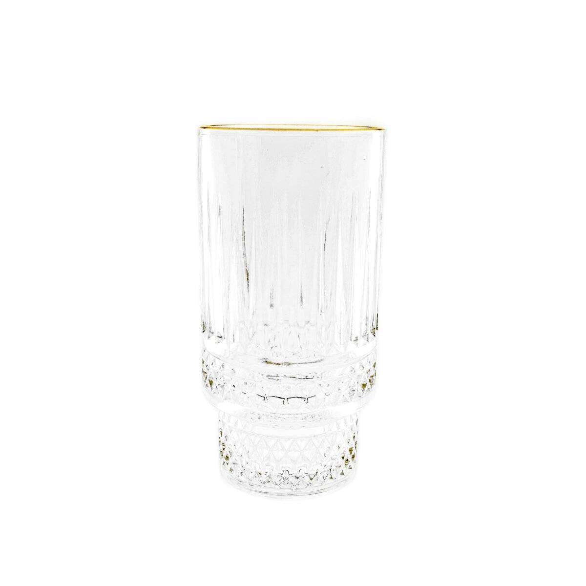 6 tlg. Set Trinkgläser 285 ml transparent mit Riffle-Design & Goldumrandung