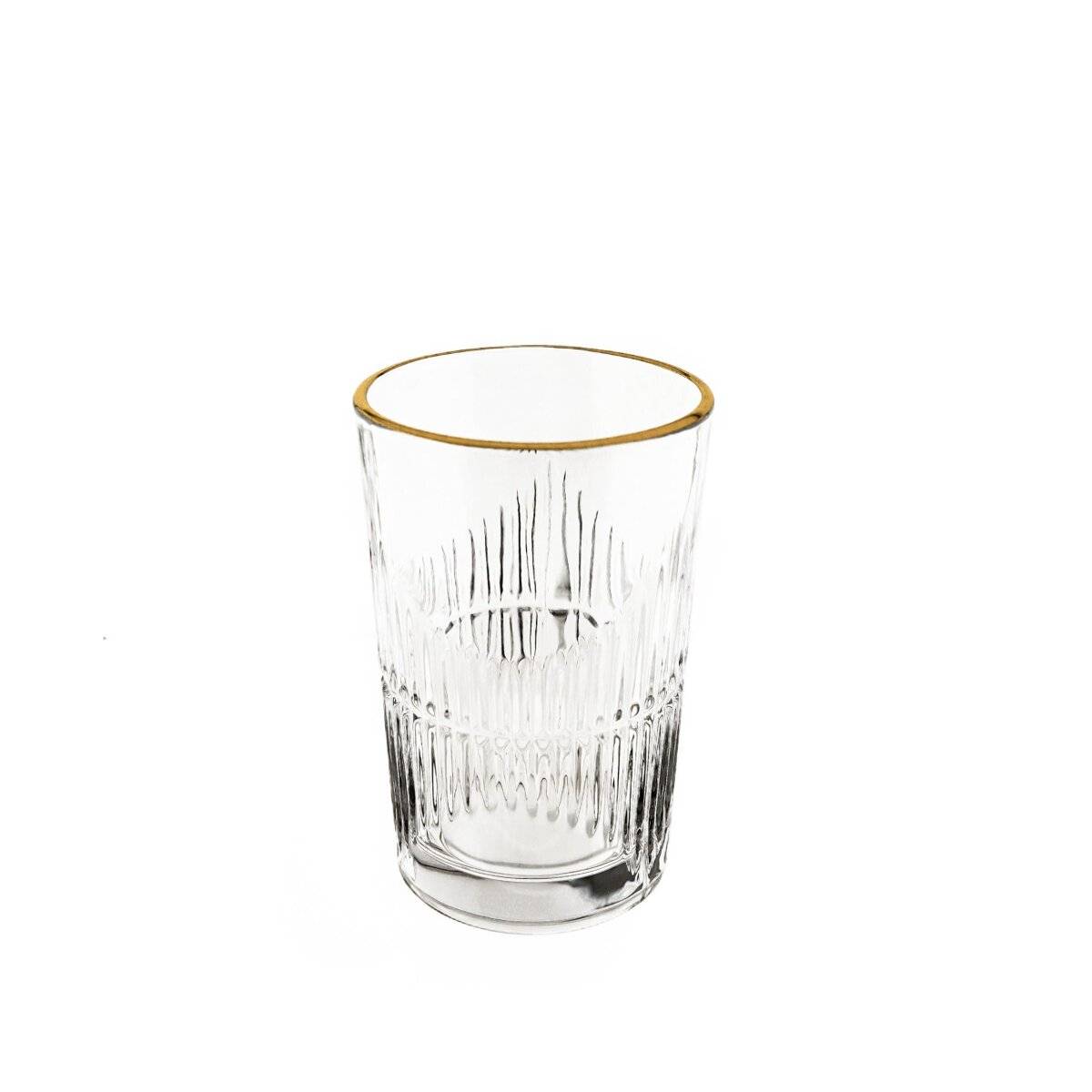 Gläser-Set mit Riffle-Design- 12 teilige Wassergläser mit Goldumrandung 150 ml