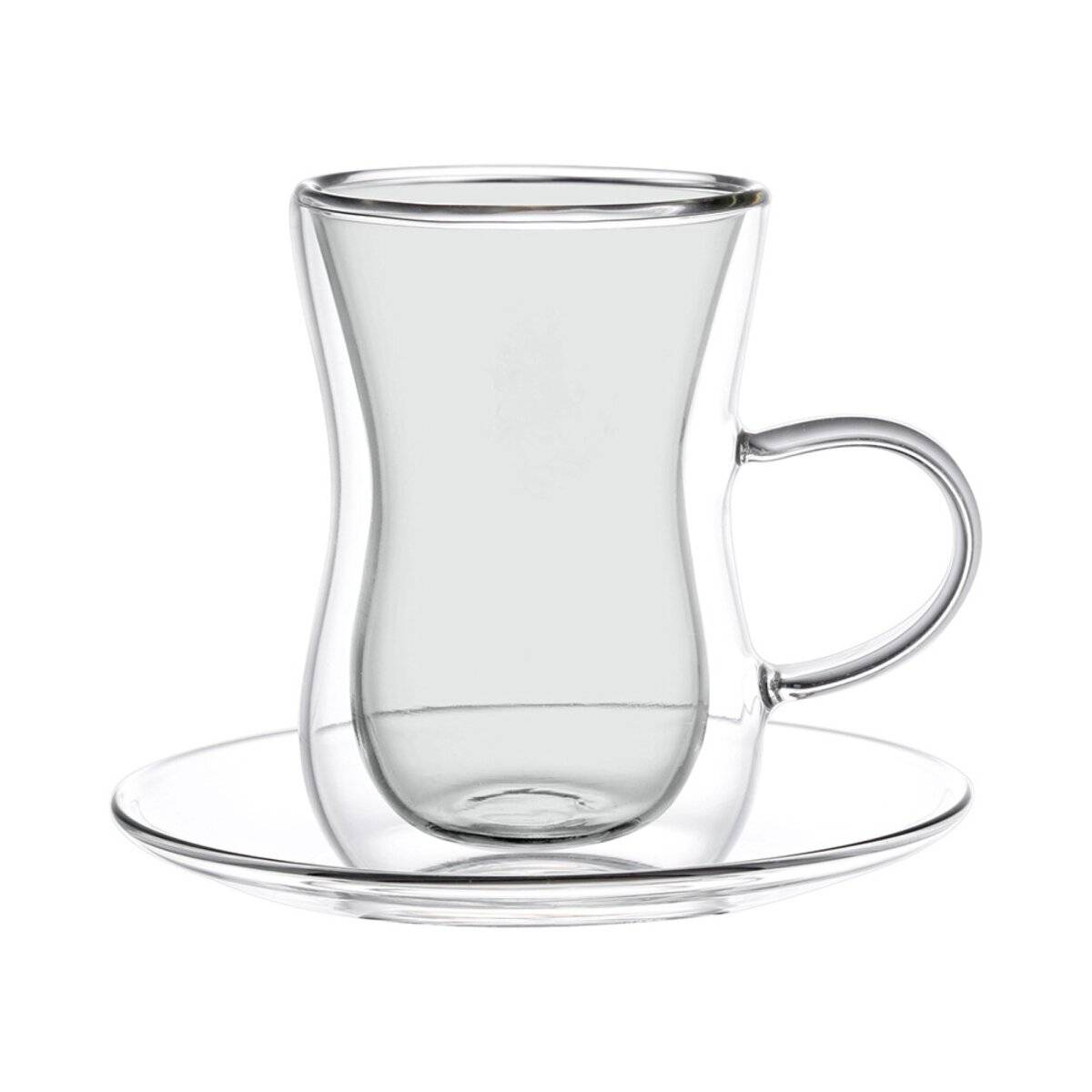 4 tlg. Teegläser-Set 150ml Doppelwandige Gläser mit Henkel, Hitzebeständig Anthrazit