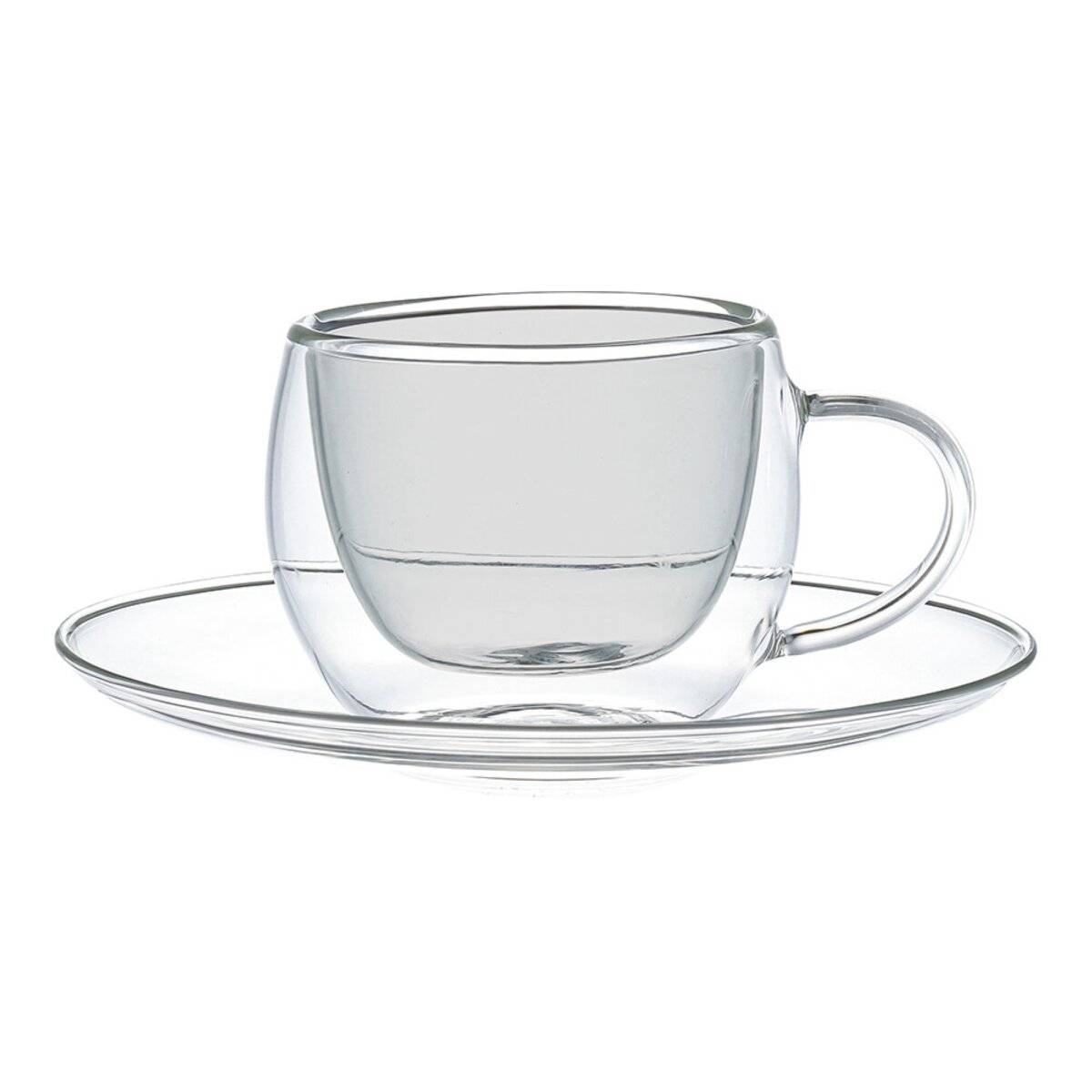 4-teiliges doppelwandiges Gläser-Set mit Untertassen  Perfekt für Mokka und Espresso Anthrazit