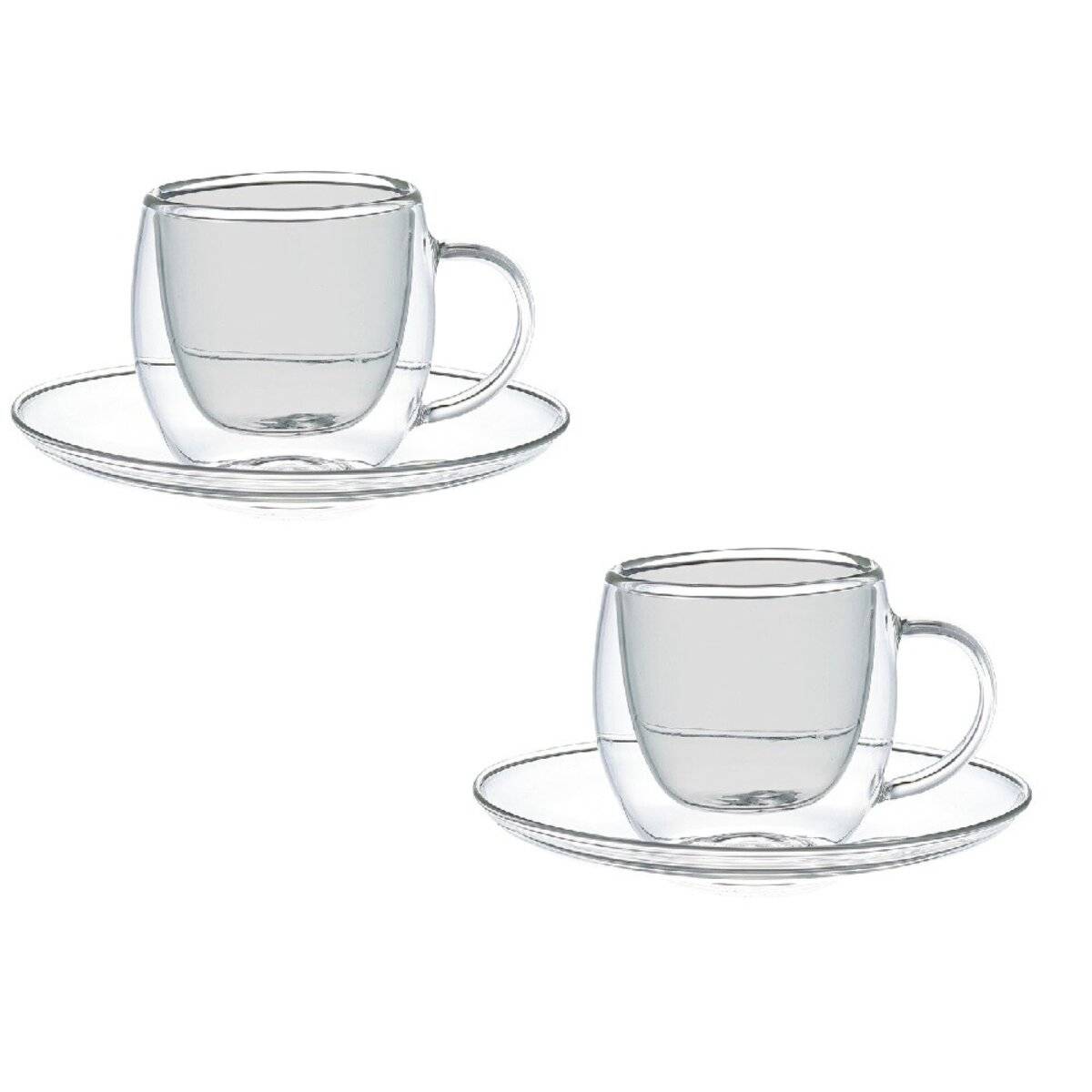 4-teiliges doppelwandiges Gläser-Set mit Untertassen  Perfekt für Mokka und Espresso Anthrazit