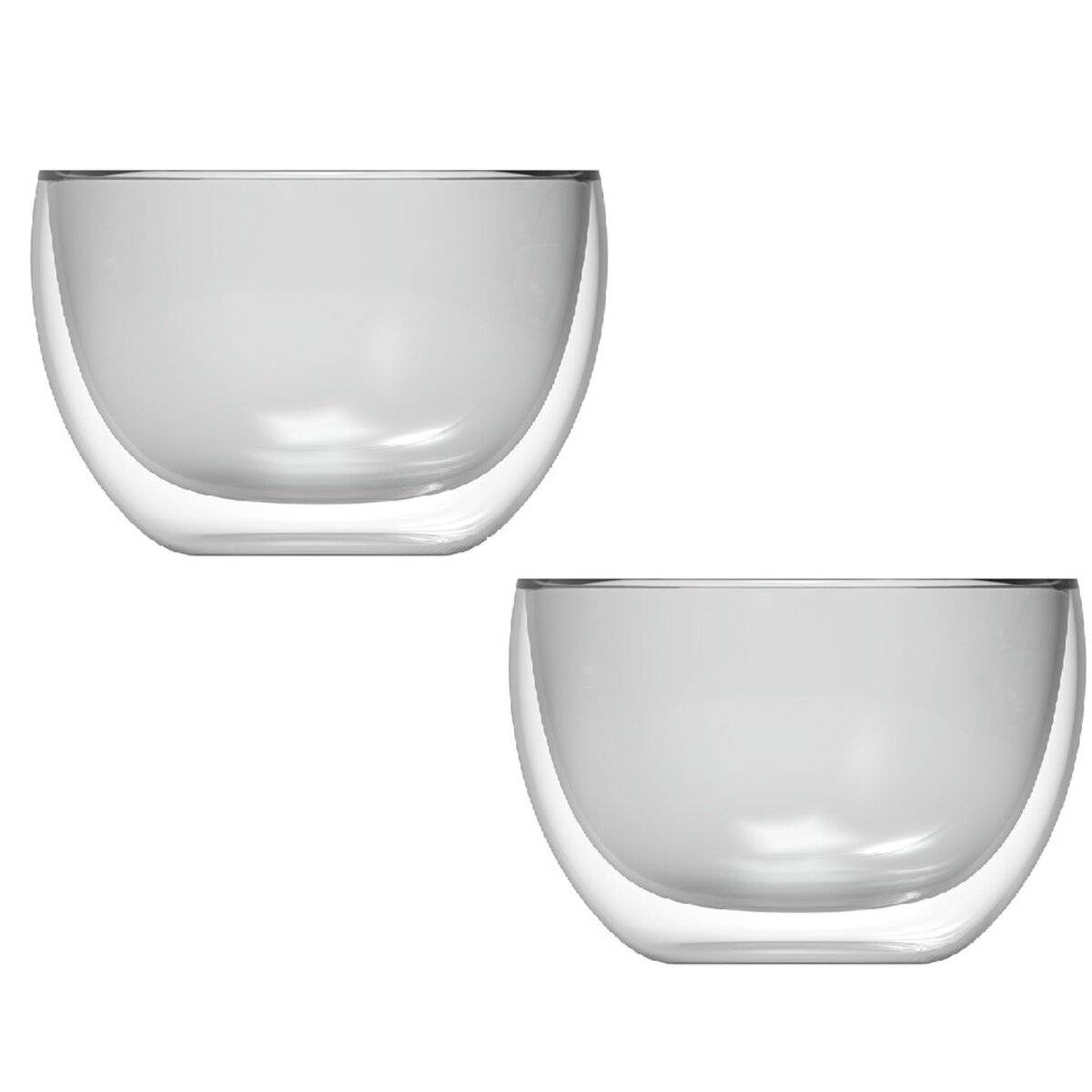 2er Set doppelwandige Glasschalen 220ml  Perfekte Eleganz für Ihre Desserts Anthrazit