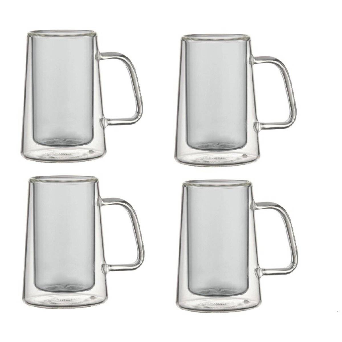 4-teiliges Set Doppelwandige Espressogläser mit Henkel, Hitzebeständig - 80ml Anthrazit