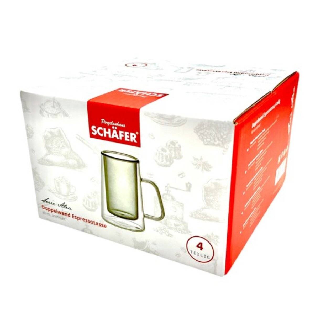 4 teiliges Set Doppelwandige Kaffeegläser mit Henkel 200 ml Hitzebeständig Anthrazit