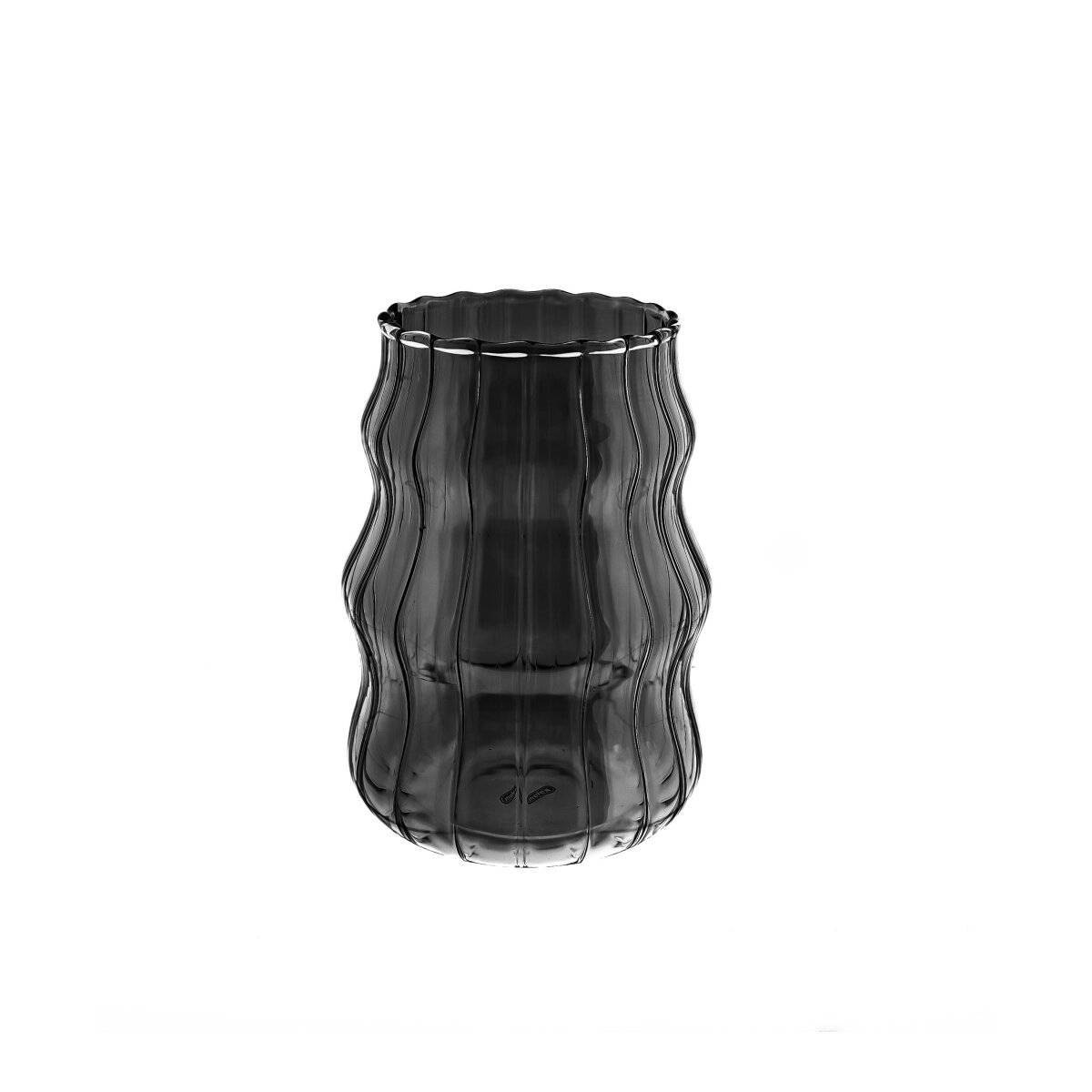 2er Gläser-Set mit Bubble & Riffle Design 500 ml Trinkgläser in Schwarz Hitzebeständig