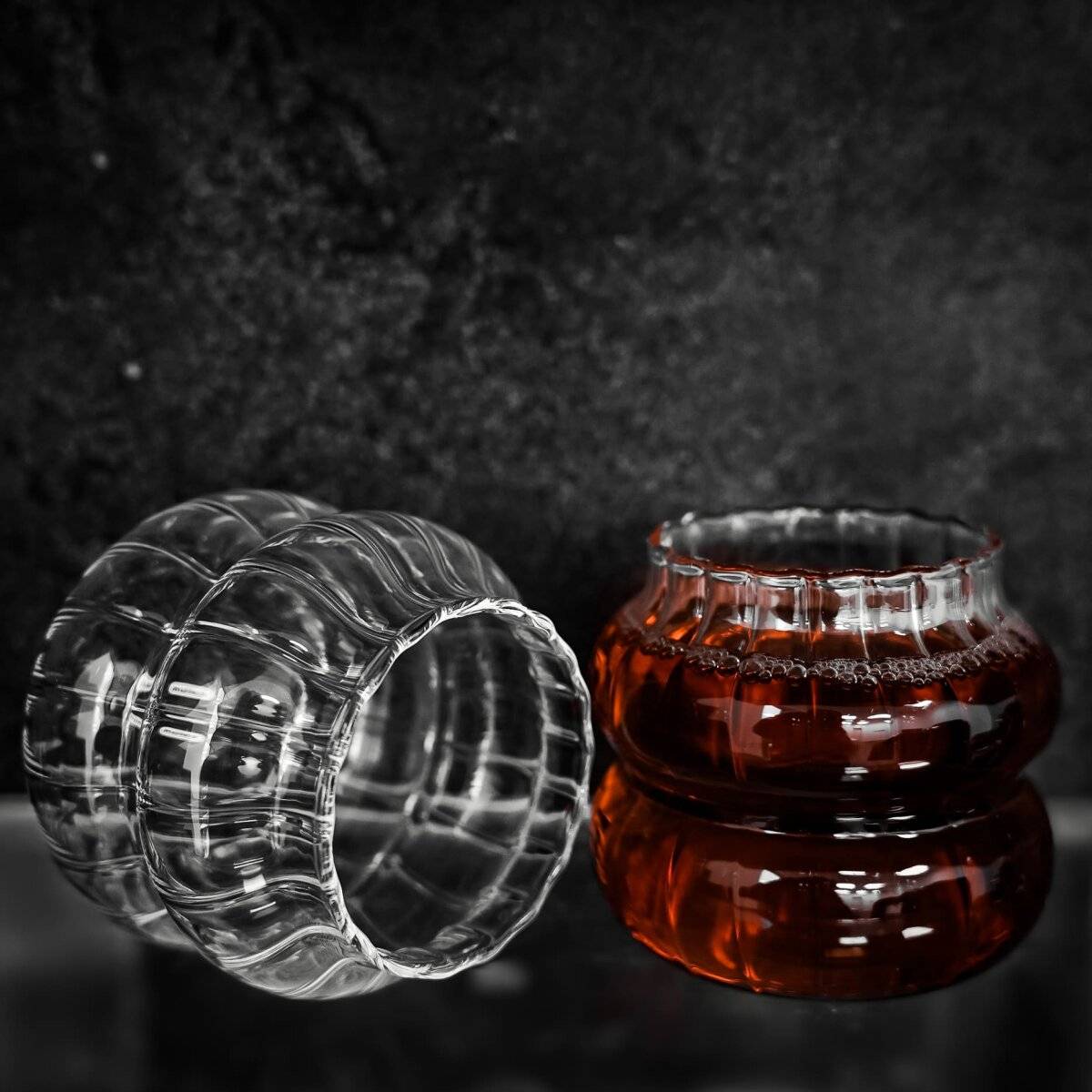 2er Gläser-Set aus Borosilikatglas mit Bubble-Riffle-Design Hitzebeständig 350 ml