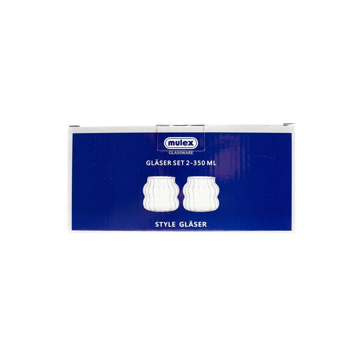 2er Gläser-Set aus Borosilikatglas mit Bubble-Riffle-Design Hitzebeständig 350 ml