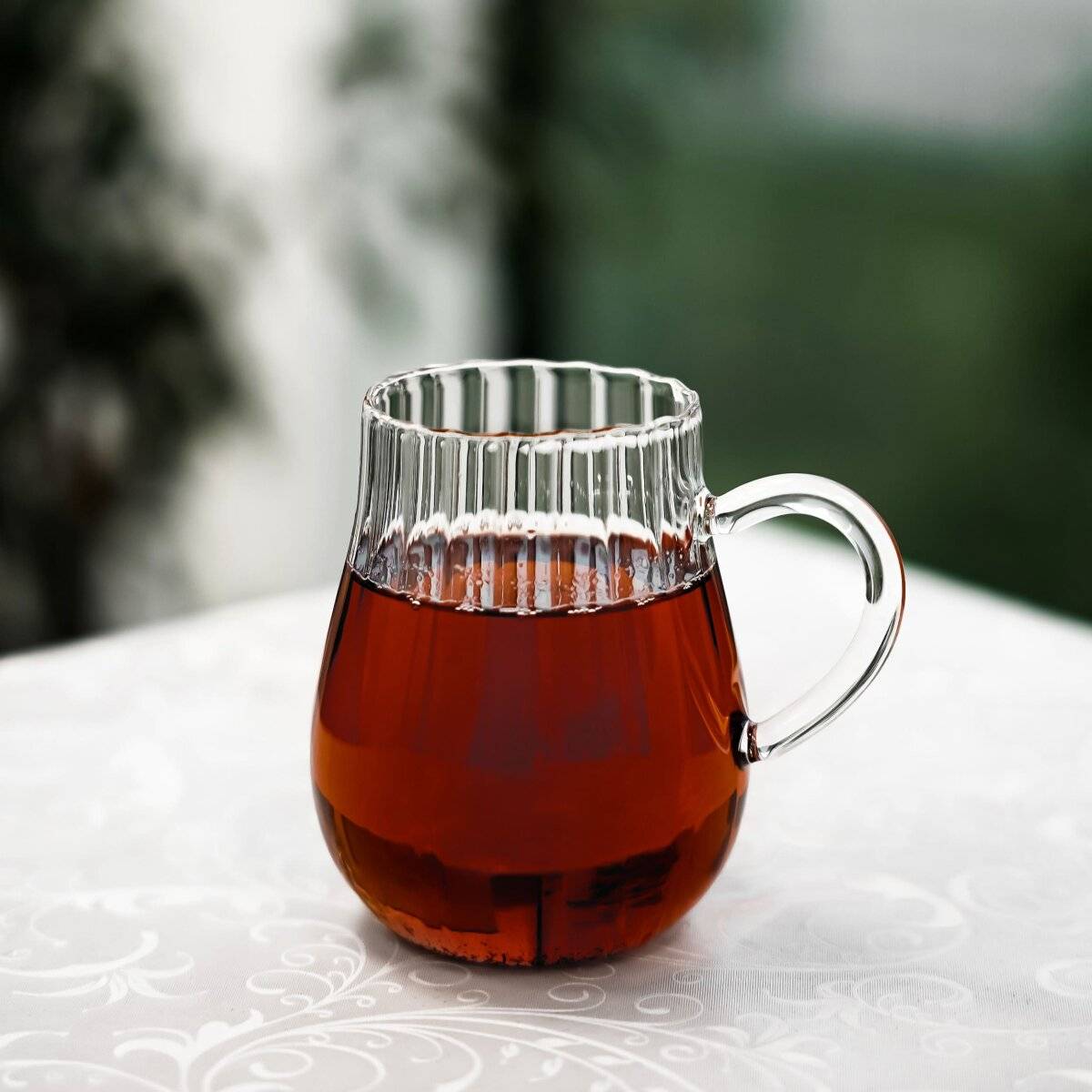 4er Riffle Gläser-Set 350 ml - Tee- Kaffeegläser mit Henkel aus Borosilikatglas