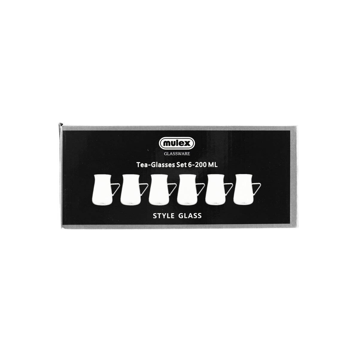 Teegläser-Set 6-teilig 200ml aus Borosilikatglas mit Henkel für heiß und kalt Getränke