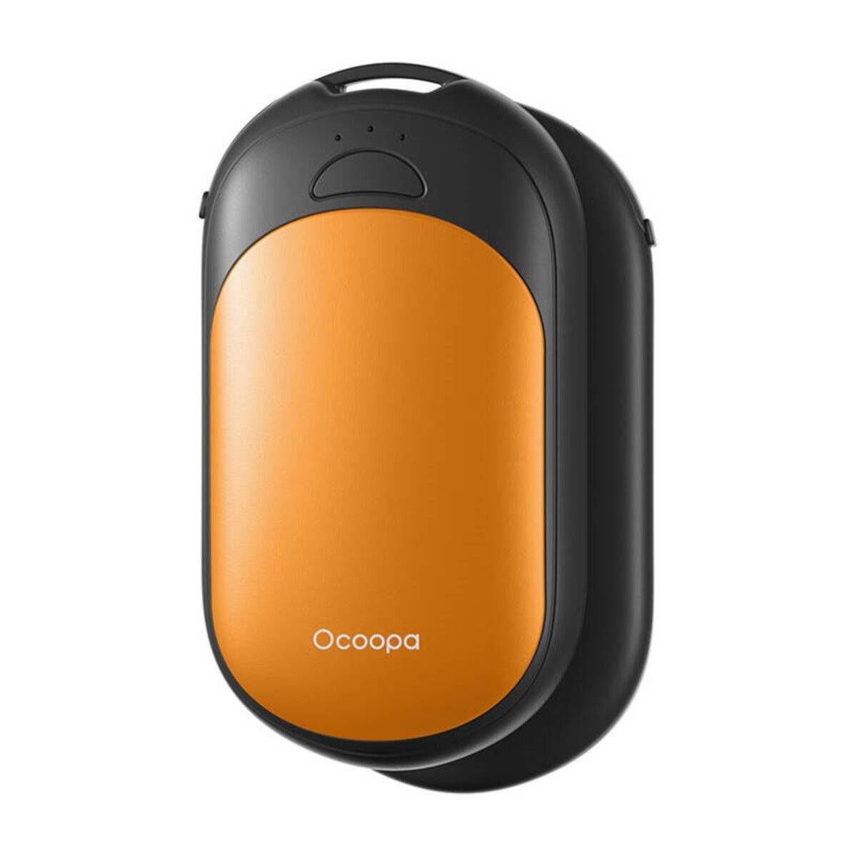Wiederaufladbare Handwärmer mit Kabel 2x2500 mAh, mit 3 Temperaturstufen Schwarz/Orange