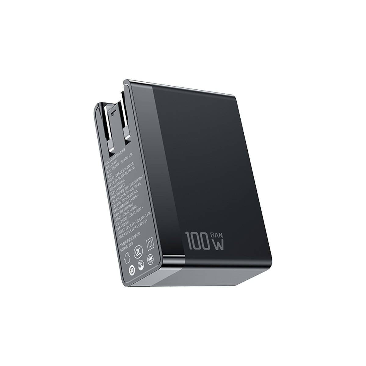 GaN Mcdodo CH-8101 Pro universelles UK/US/EU-Reiseladegerät/Adapter, 100 W, 2 x USB-C, USB-A (schwarz)