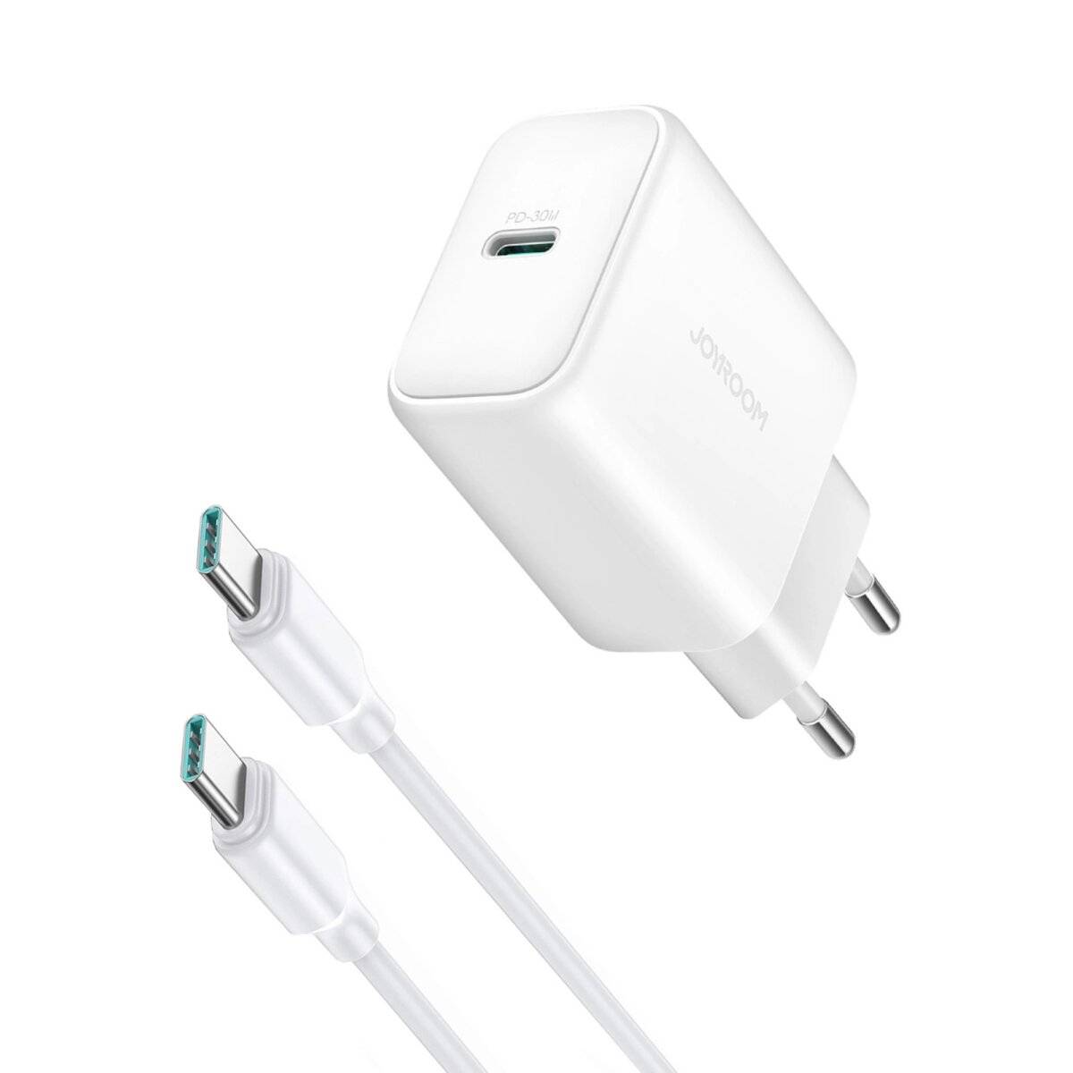 Schnellladegerät USB-C PD 30W QC SFC Netzwerkladegerät  Weiß + 1 m USB-C-Kabel