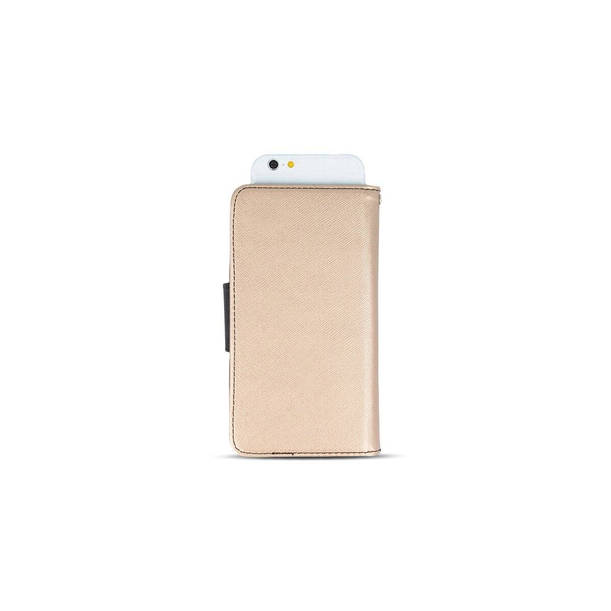 Buch Tasche "Fancy" Standfunktion kompatibel mit iPhone 16 Pro Gold-Schwarz