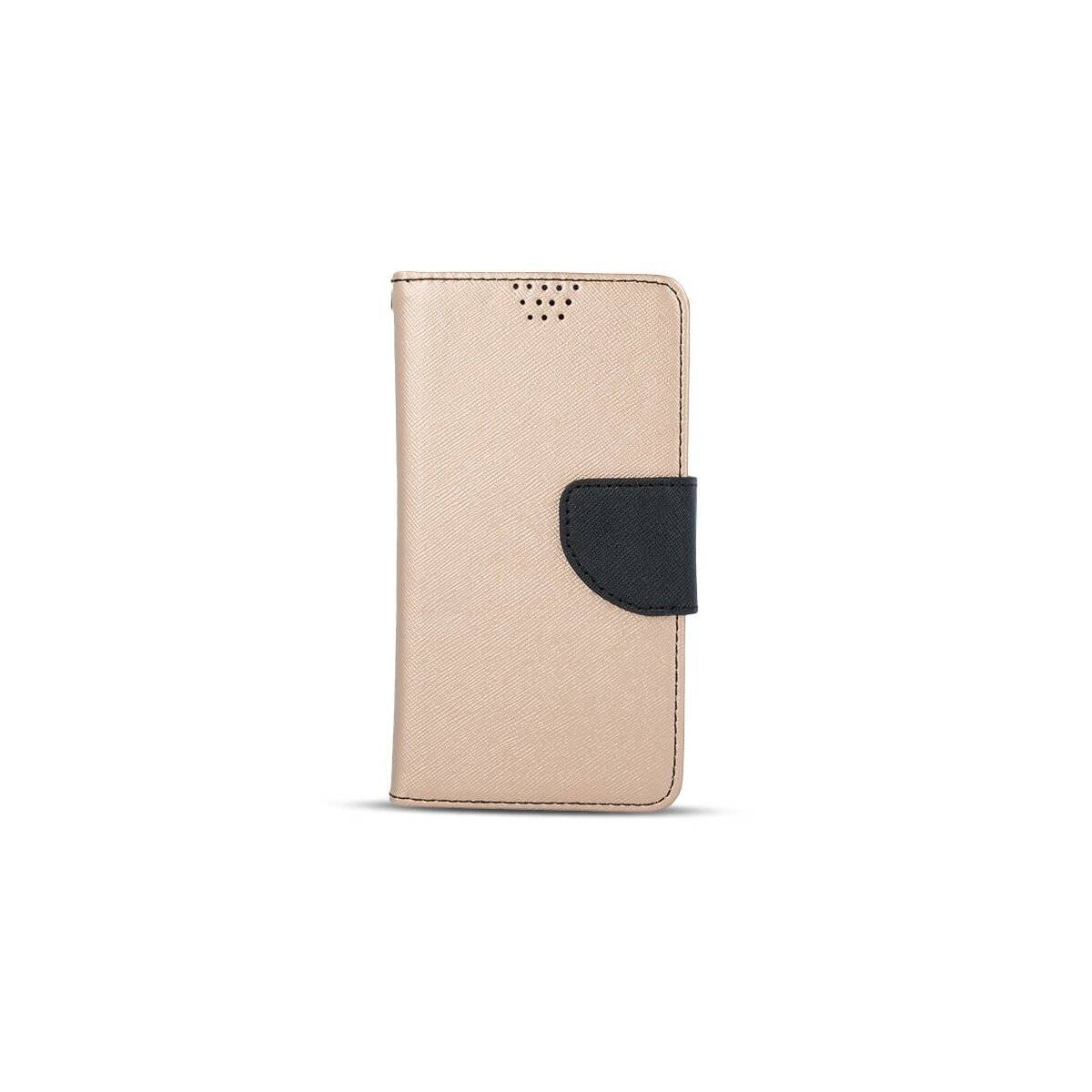 Buch Tasche "Fancy" Standfunktion kompatibel mit iPhone 16 Pro Gold-Schwarz