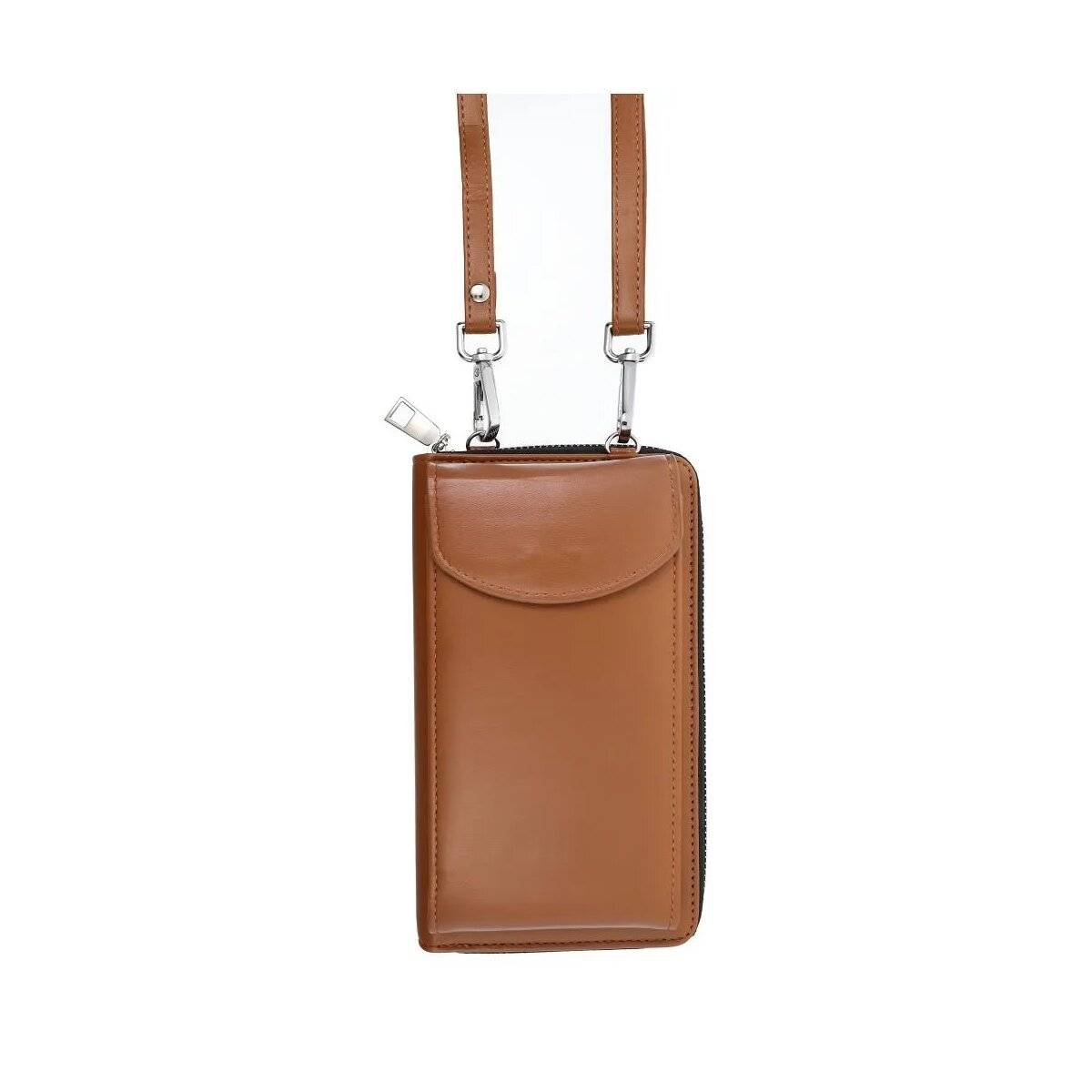 Stilvolle Handtasche für Smartphones - Hanydtasche mit Reißverschluss Braun